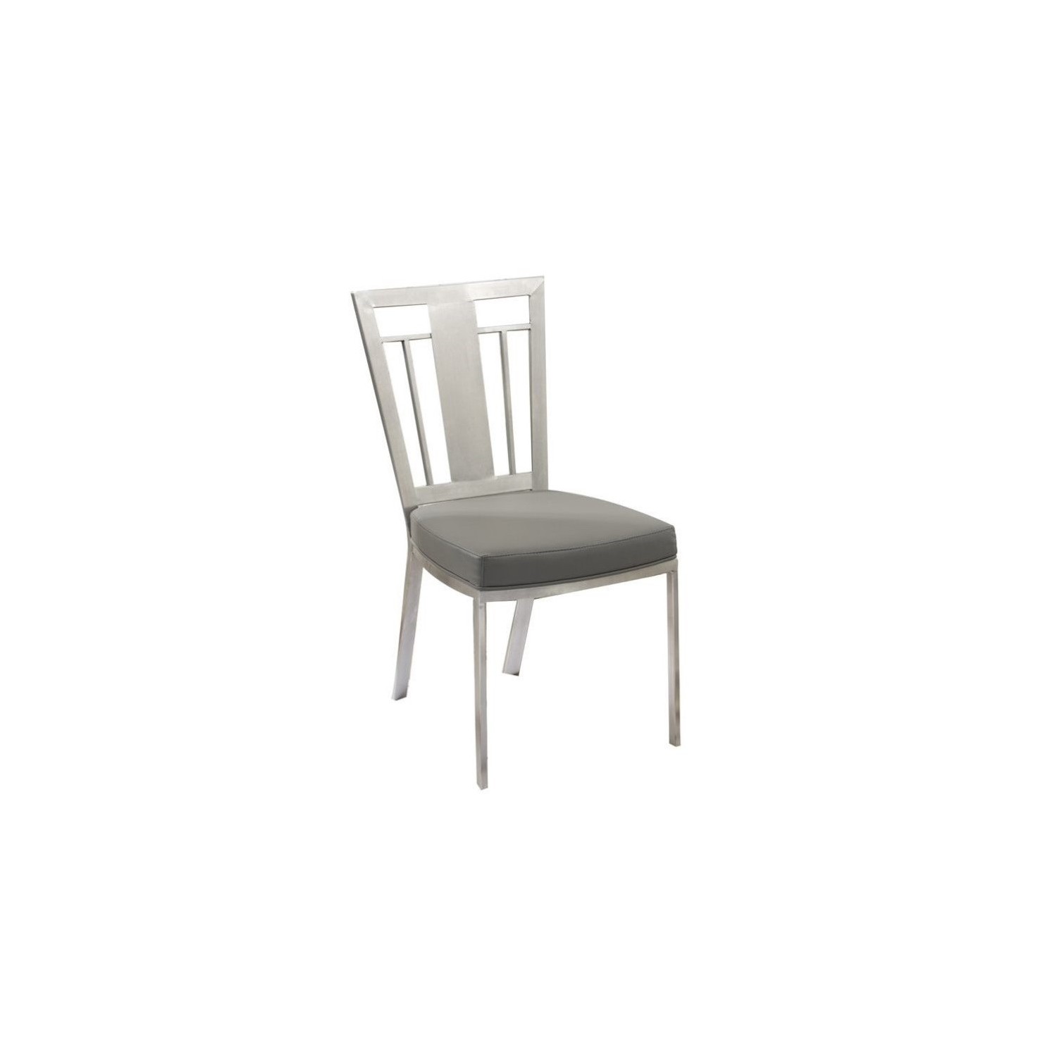 Armen Living Cleo Faux Leather Steel Dining Chair in Gray