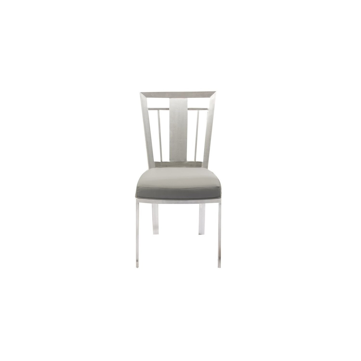 Armen Living Cleo Faux Leather Steel Dining Chair in Gray