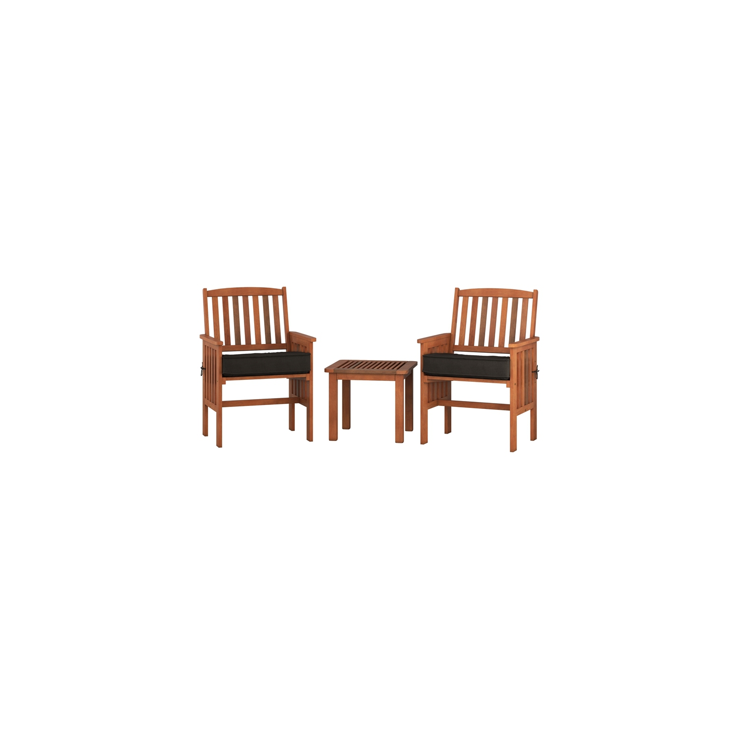 CorLiving Miramar Natural Wood Outdoor Chair and Side Table 3pc Set