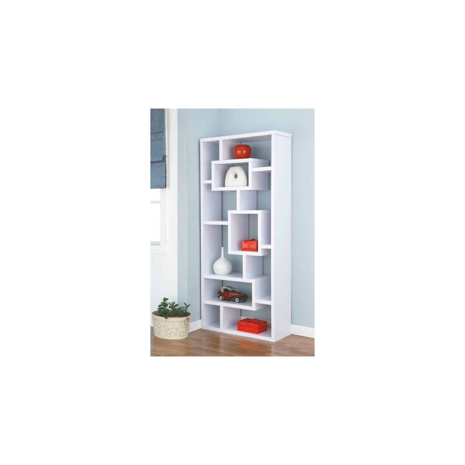 Furniture of America Hazo Modern Wood Open-Back Bookcase in White