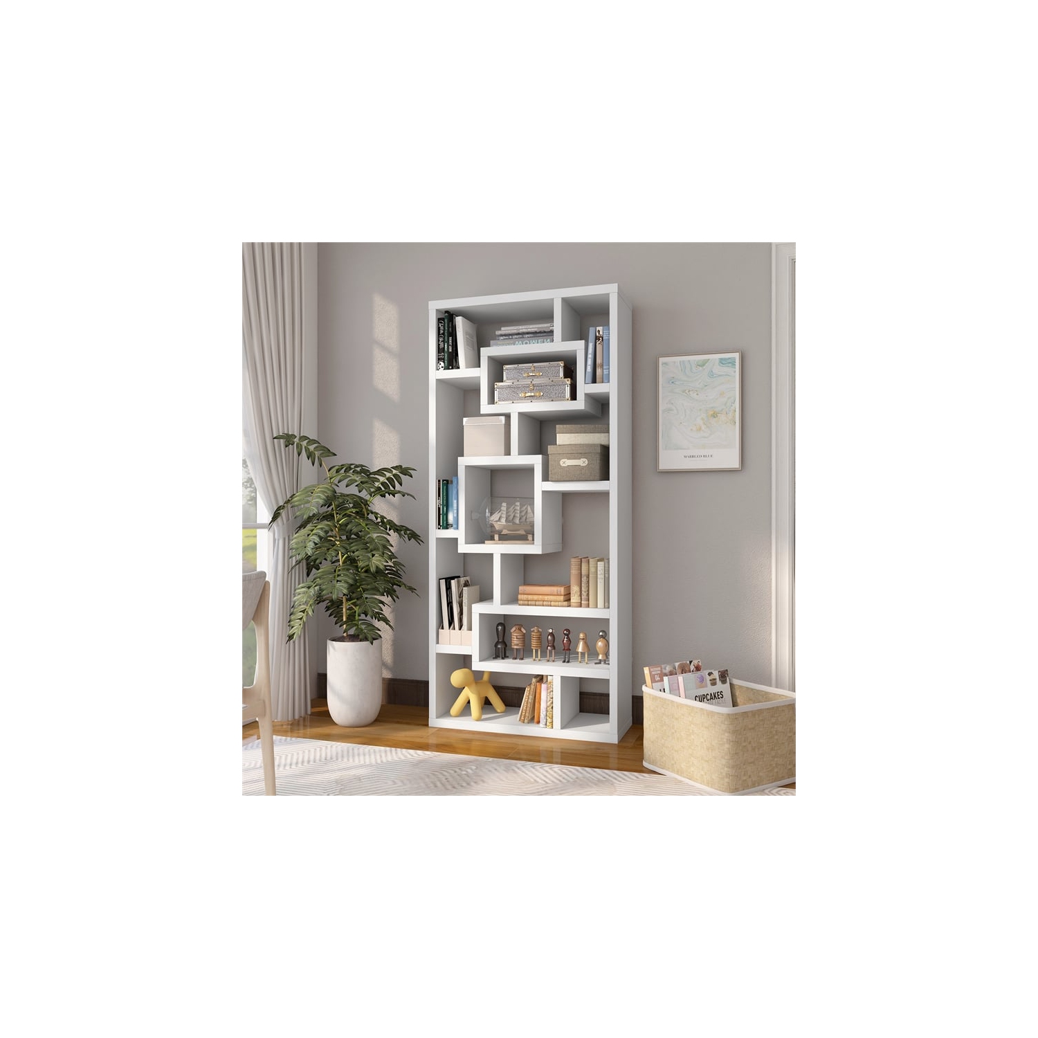 Furniture of America Hazo Modern Wood Open-Back Bookcase in White