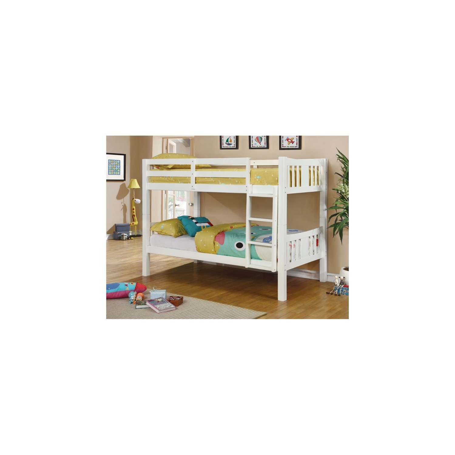 Furniture of America Yasmine Twin over Twin Transitional Bunk Bed - Twin - White