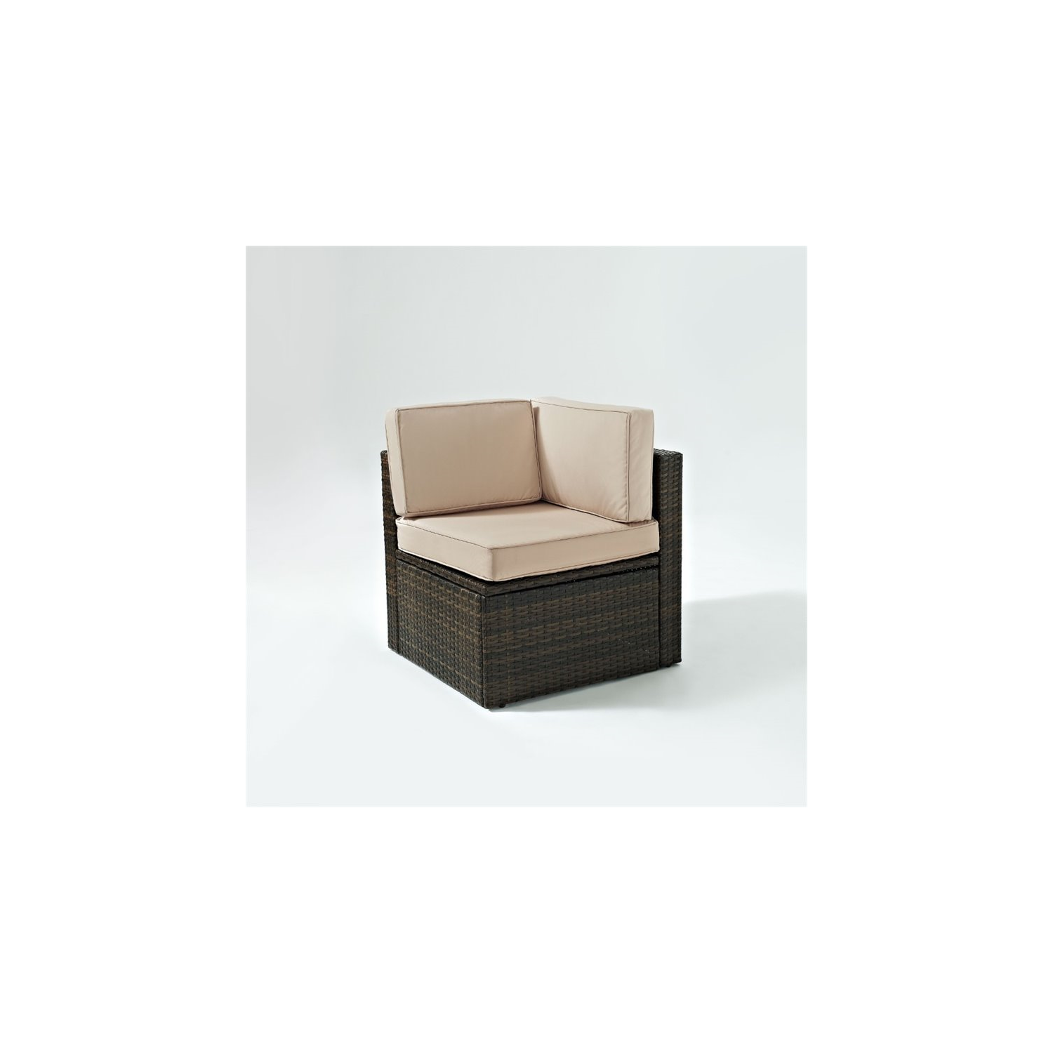 Crosley Palm Harbor Wicker Patio Corner Chair with Sand Cushions