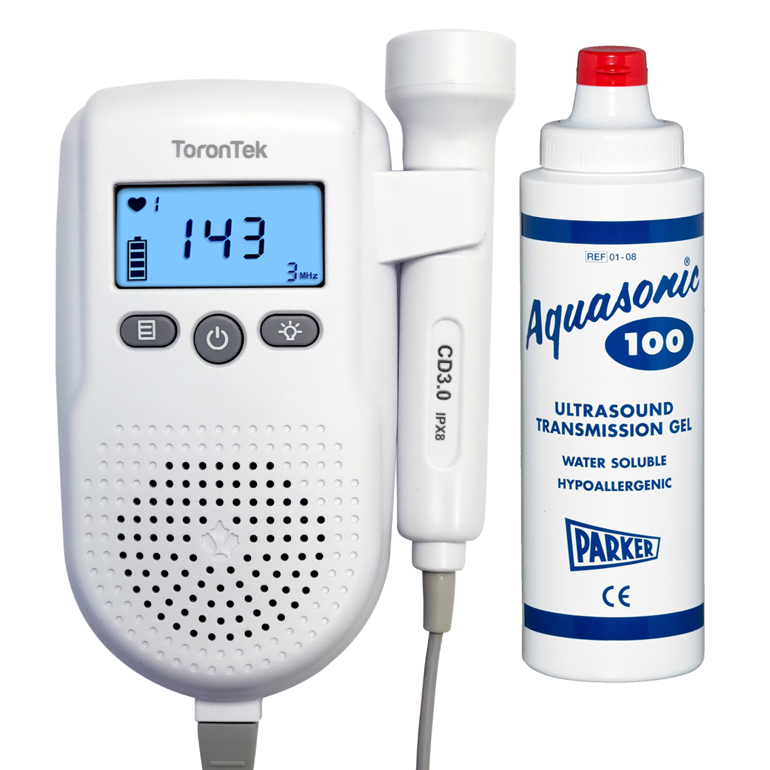 ToronTek-R88 Fetal Doppler - Leading Canadian technology with Large size gel and recording cable