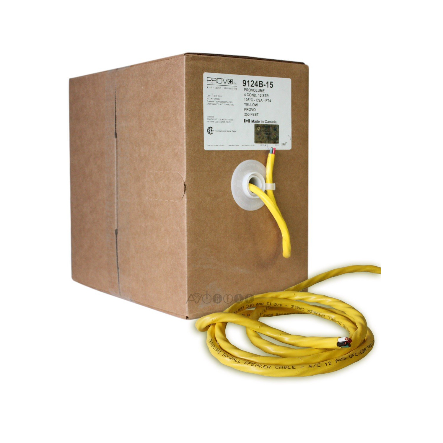 Fil de haut-parleur encastrable FT4 jaune 4 AWG de ThruSound pour haut-parleur