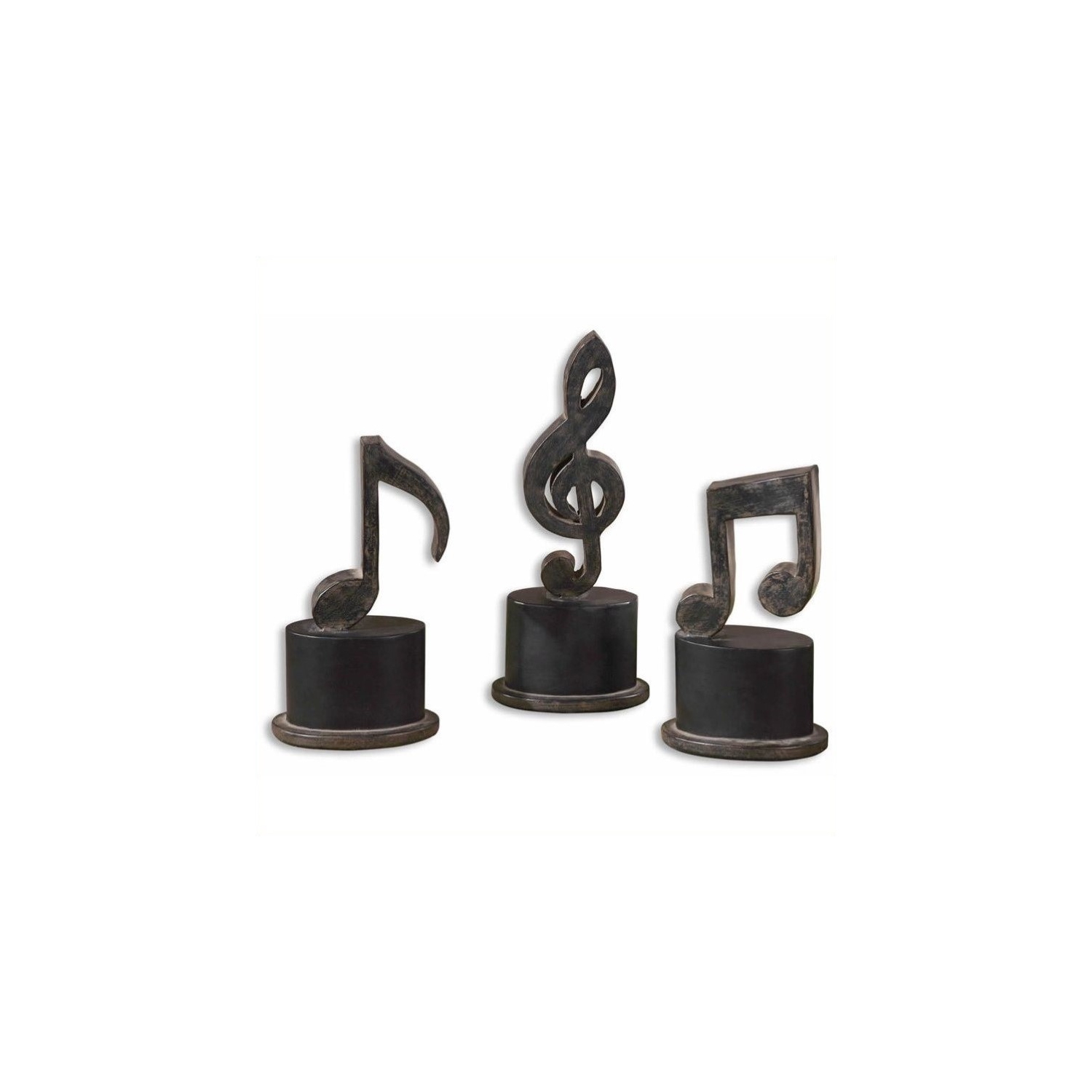 Uttermost Music Notes Metal Figurines in Aged Black