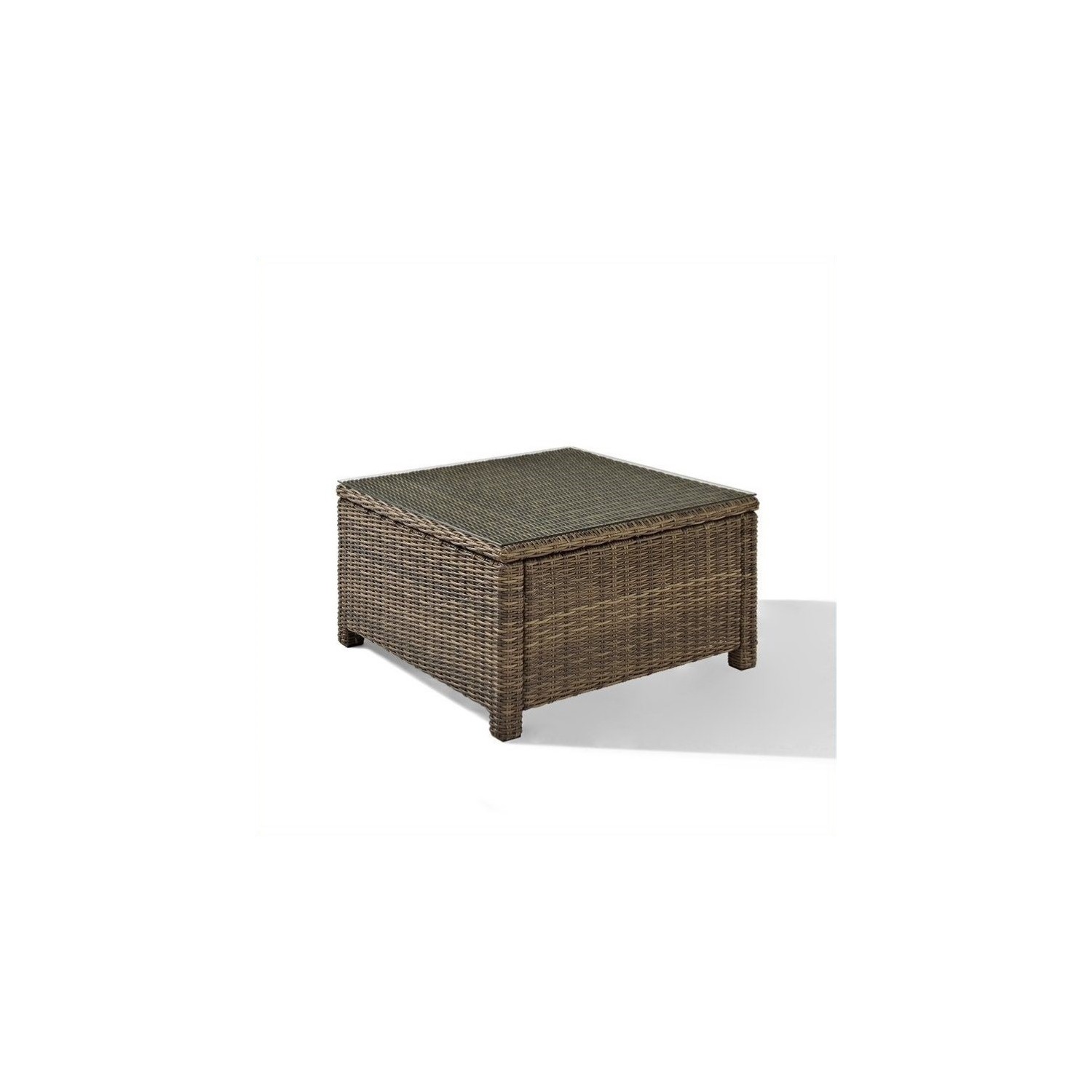 Bradenton Outdoor Wicker Sectional Glass Top Coffee Table
