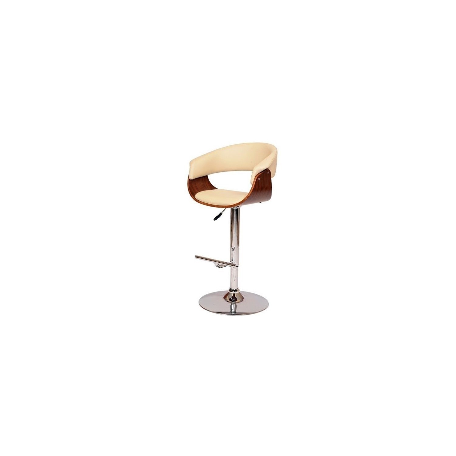 Armen Living Faux Leather Bar Stool Chair - Set of 1 - Chrome; Cream; Black