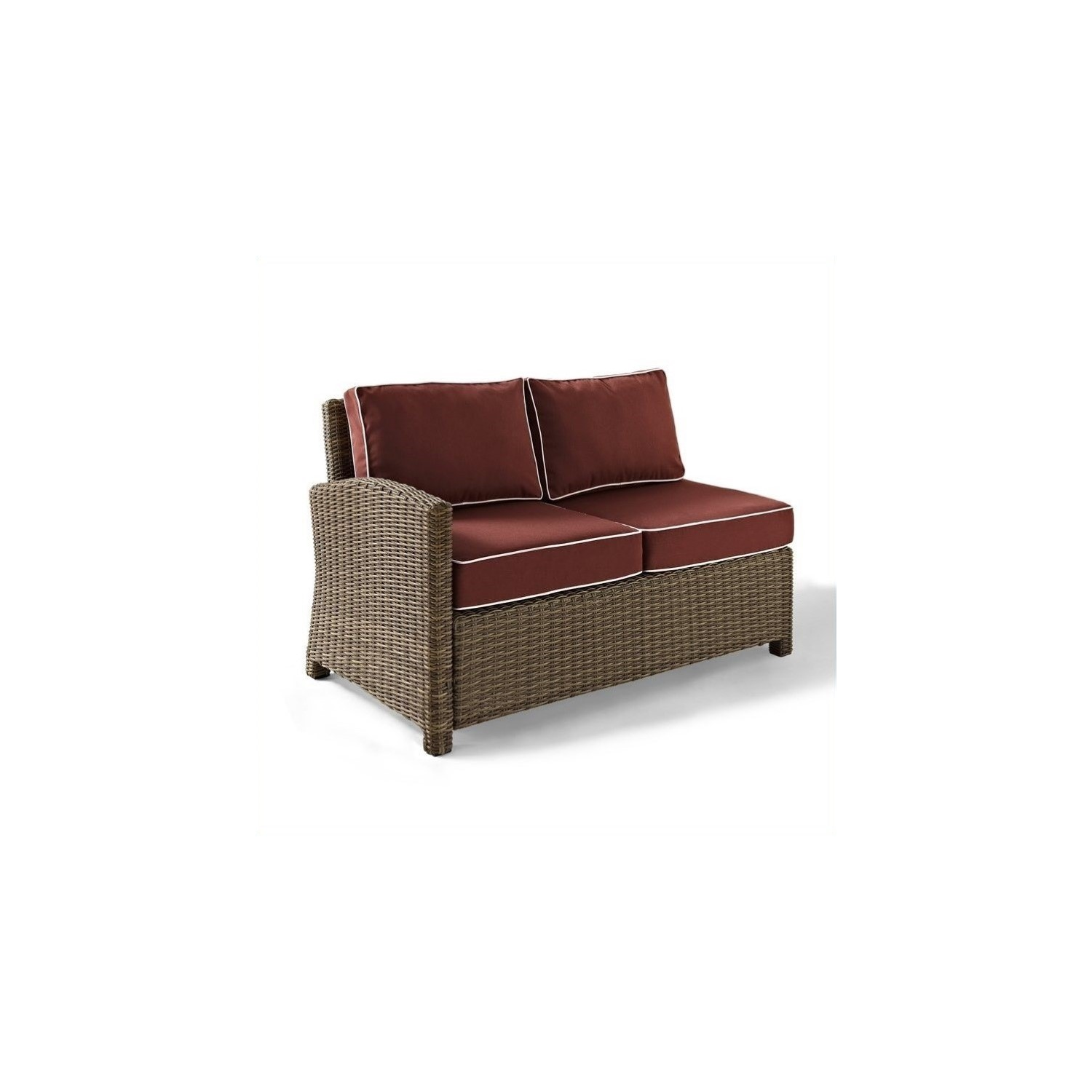 Crosley Furniture Bradenton Outdoor Wicker Sectional Right Loveseat with Sangria Cushions