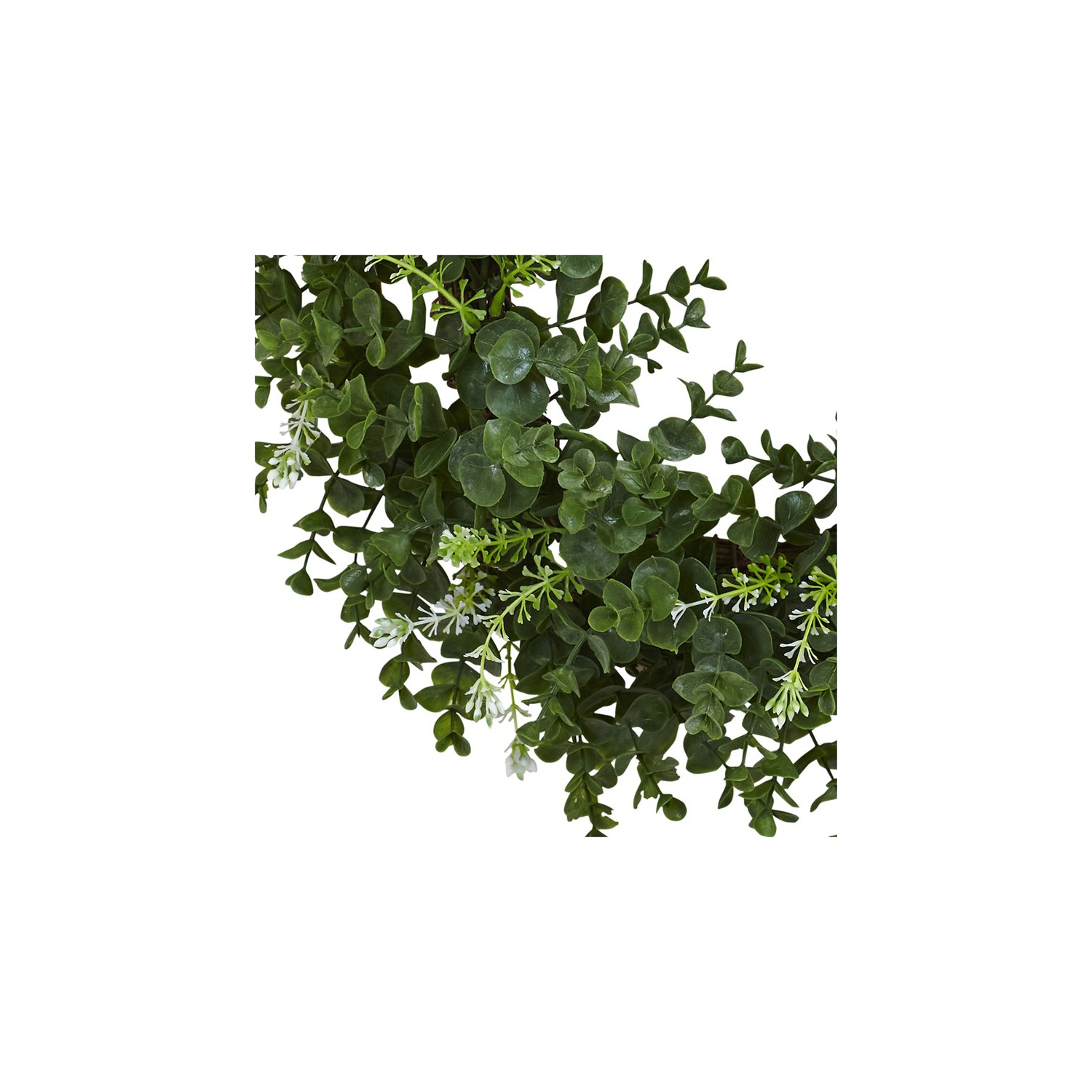 Nearly Natural 18" Eucalyptus Double Ring Wreath with Twig Base in Green