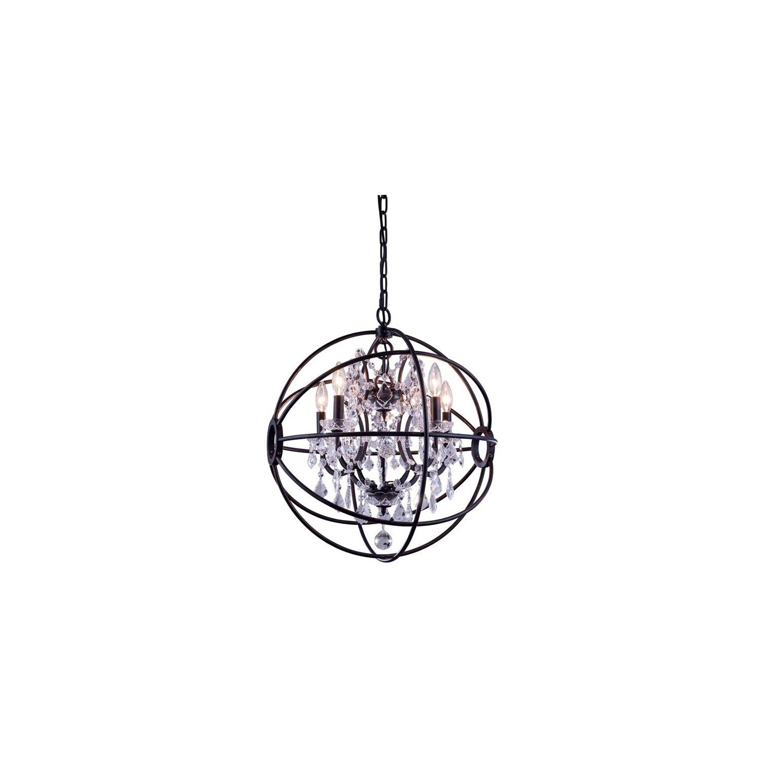 Elegant Lighting Geneva 20" 5 Light Royal Crystal Pendant Lamp