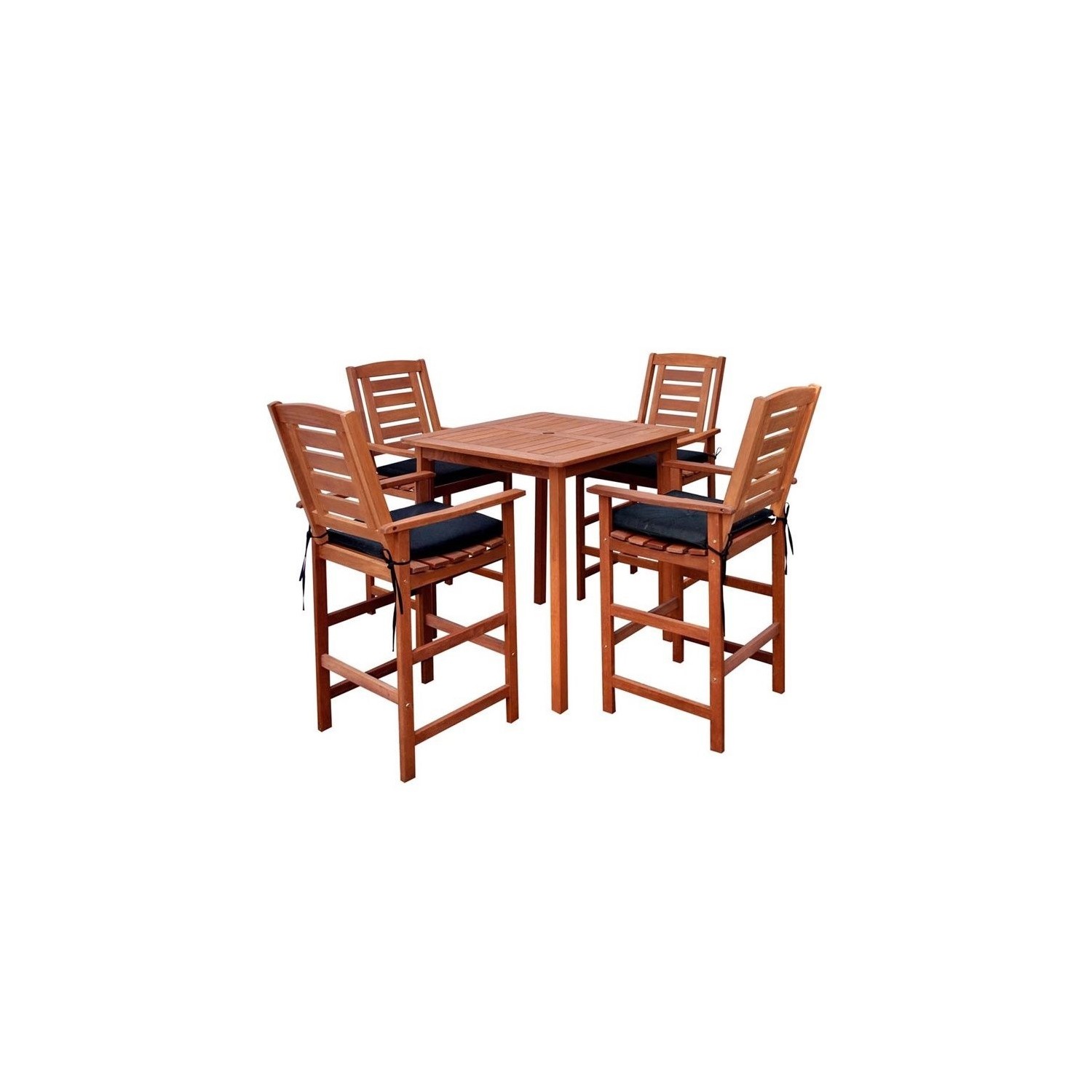 CorLiving Miramar 5 Piece Hardwood Patio Pub Set in Cinnamon Brown