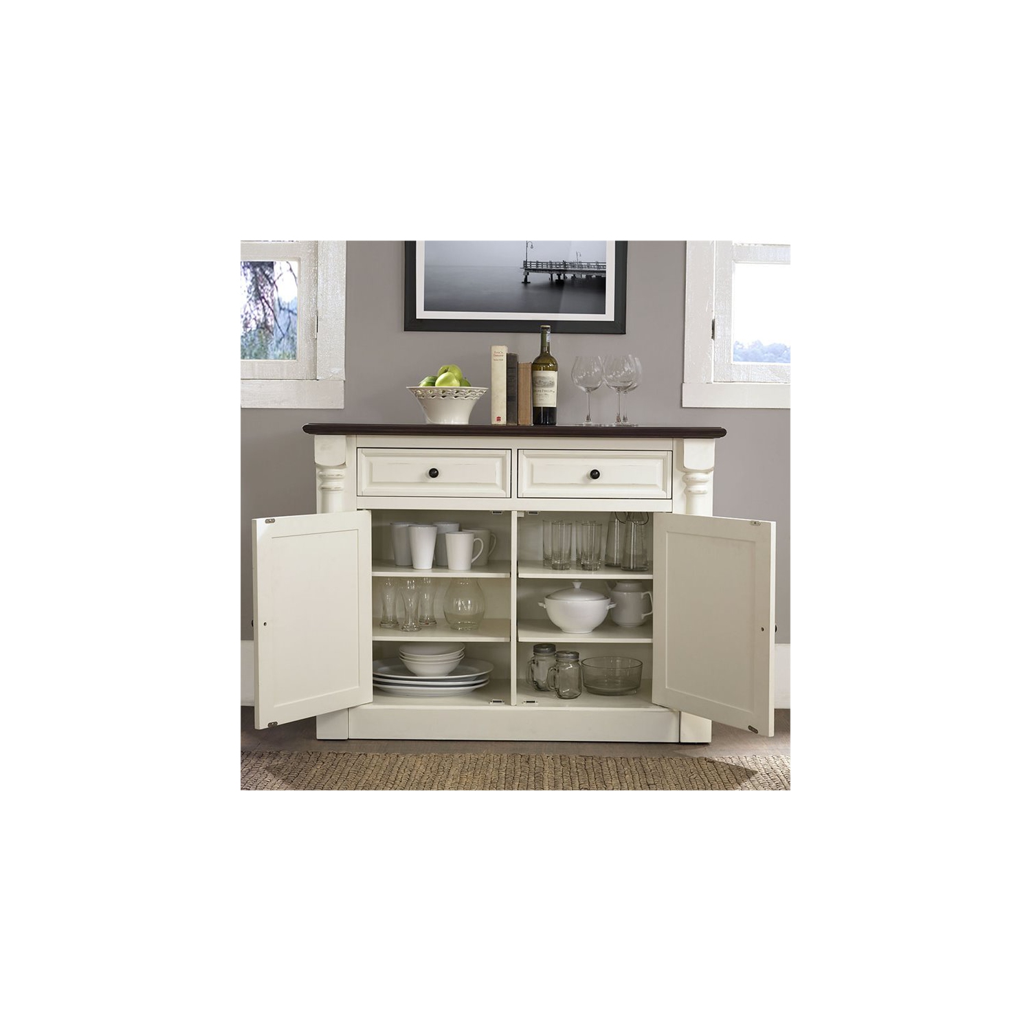 Crosley Shelby 2 Drawer Buffet in White