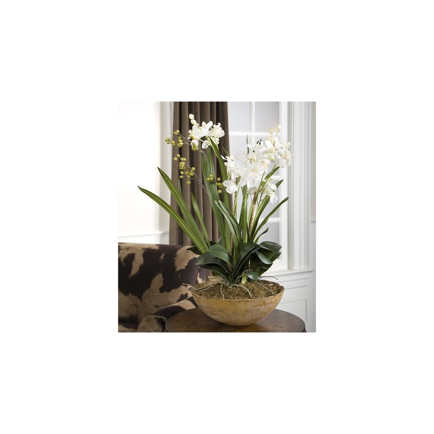Uttermost Moth Orchid Hand Painted Planter in Natural Brown