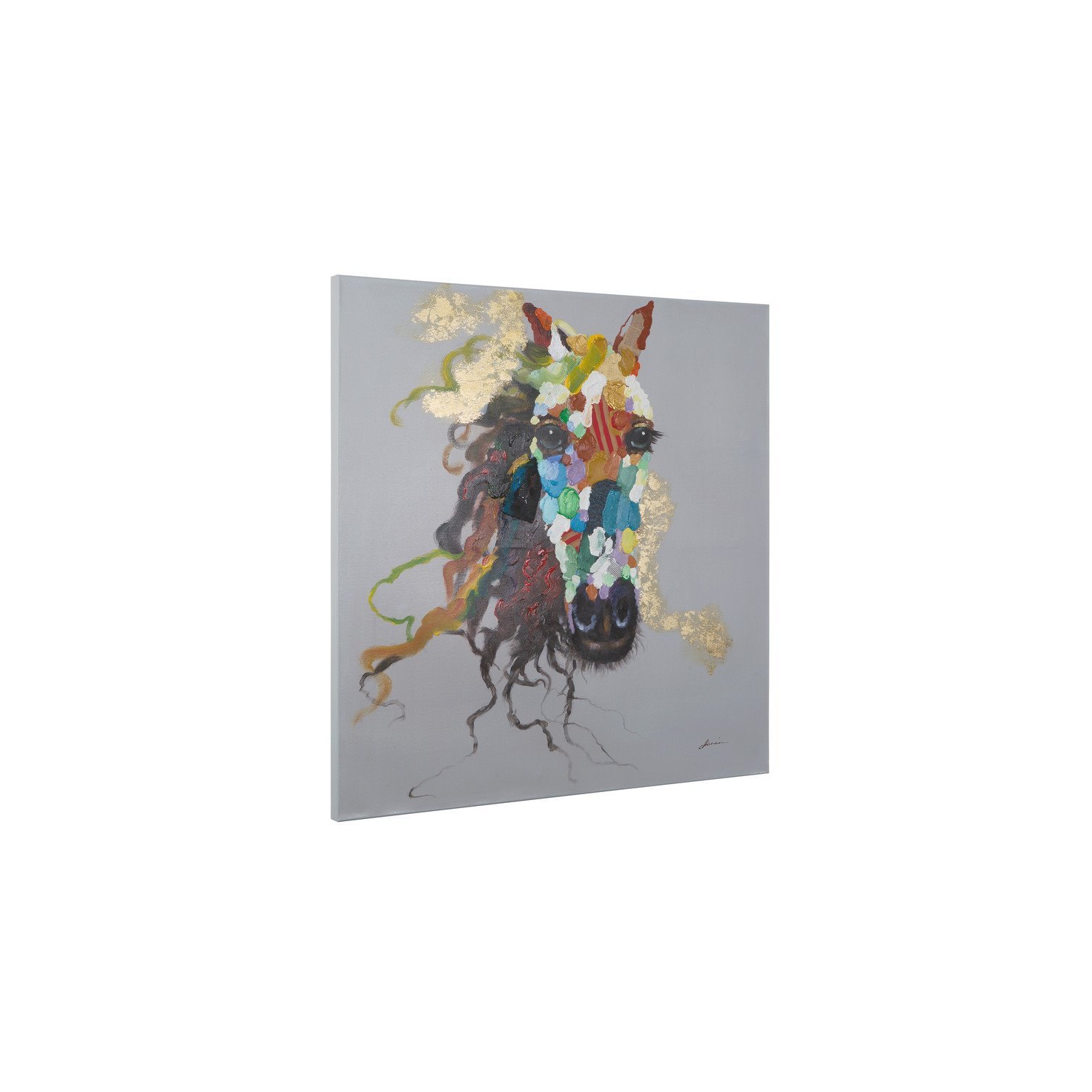 Yosemite Home Decor 'Horse of an Abstract Color' Fabric Canvas in Multi-Color