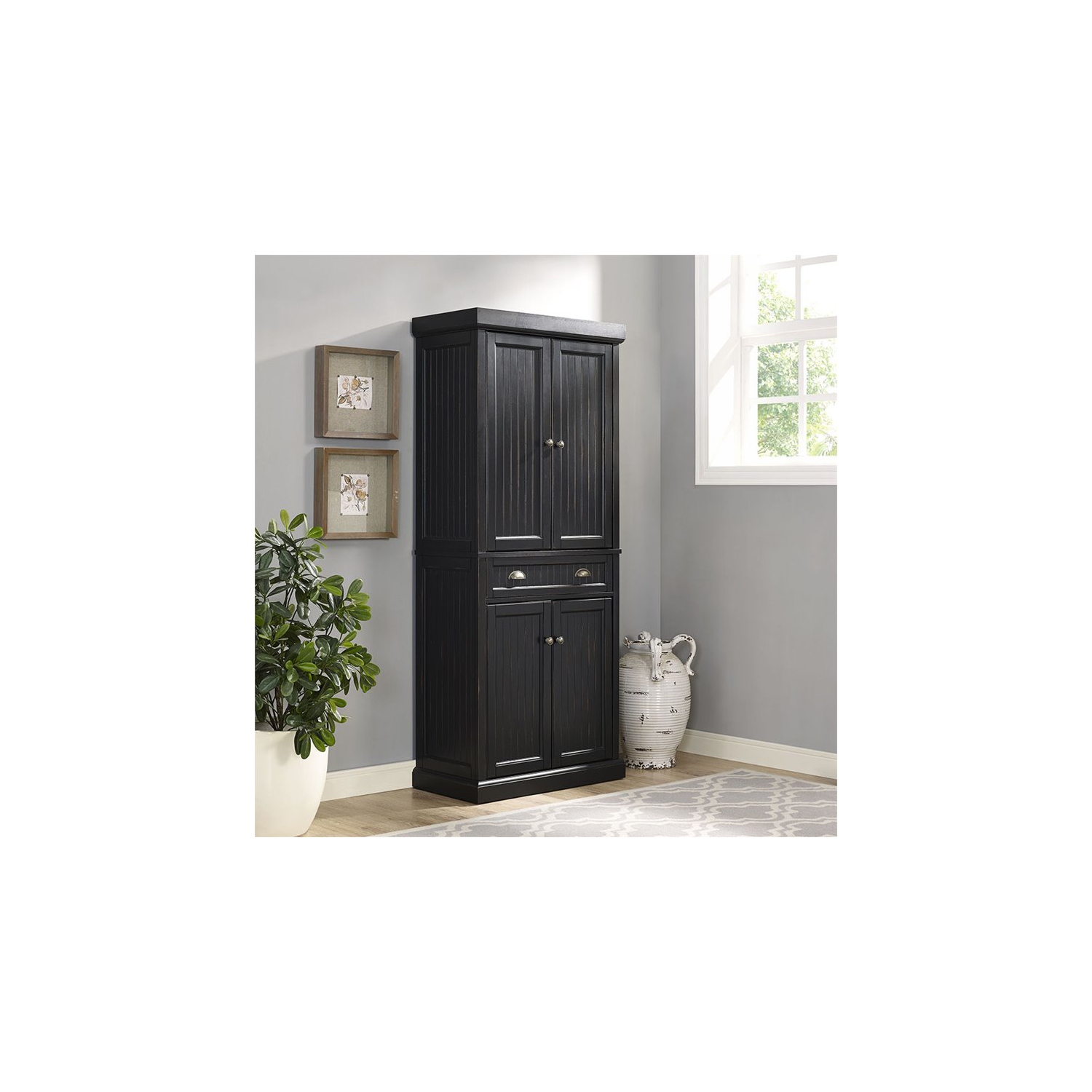 Garde-manger de style côtier à 4 portes Seaside de Crosley, noir