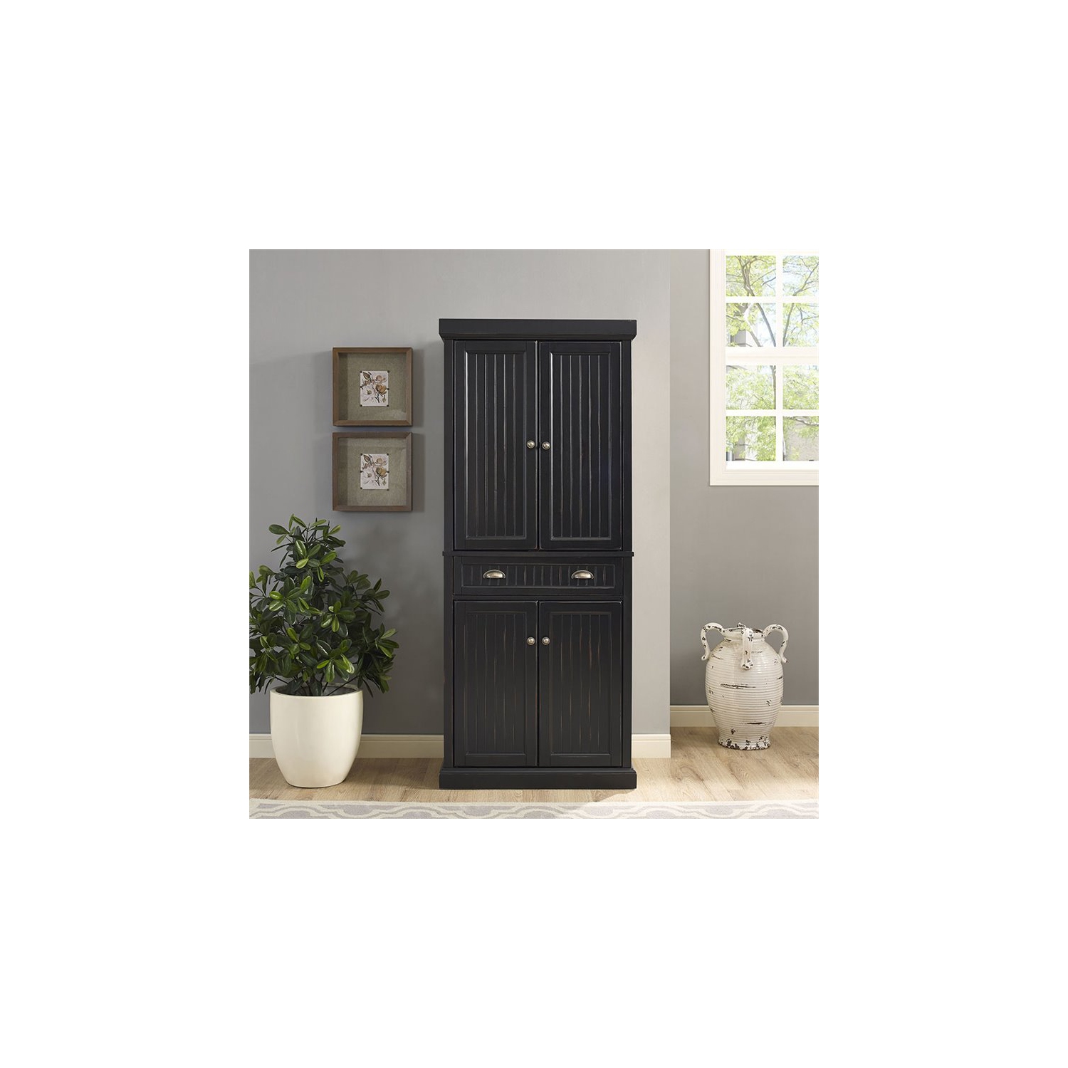 Garde-manger de style côtier à 4 portes Seaside de Crosley, noir