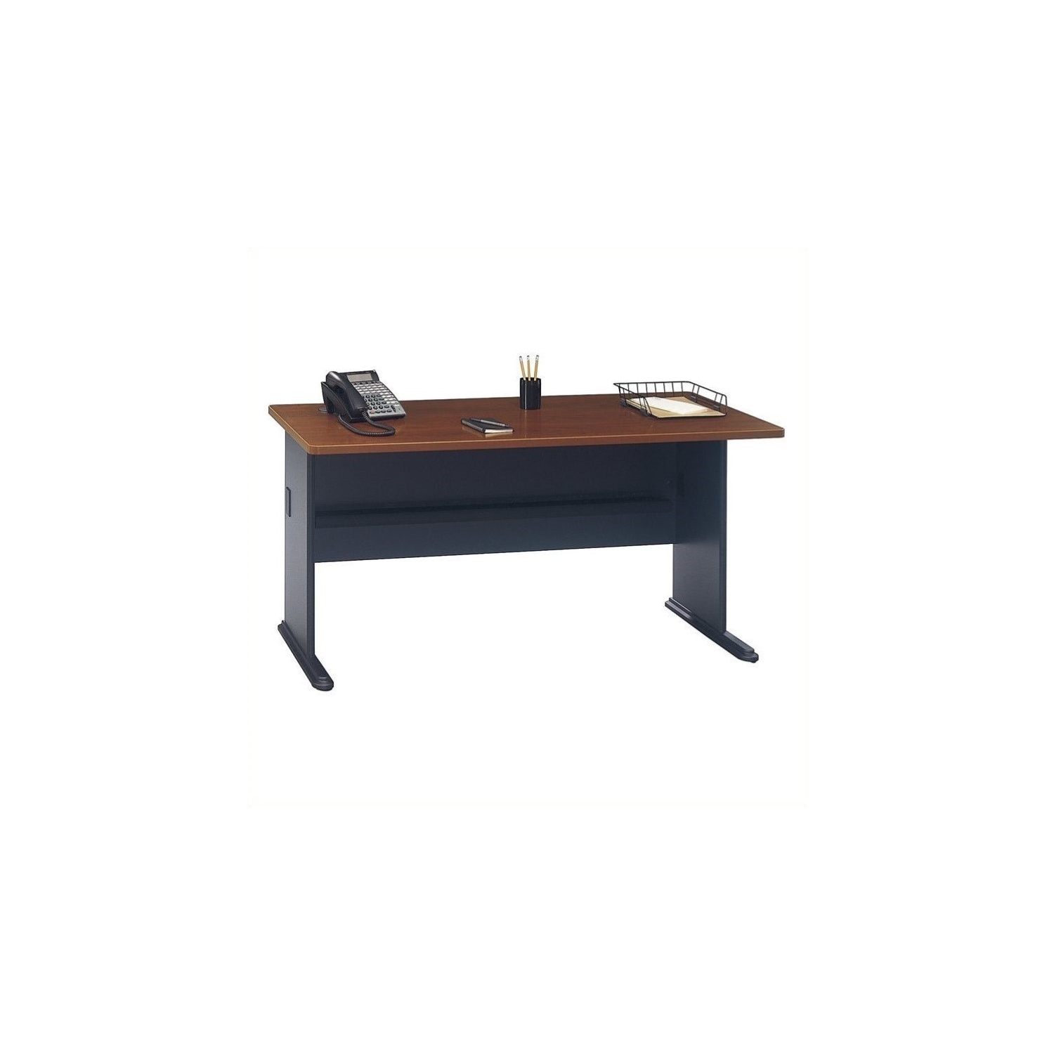 Series A 60W Office Desk in Hansen Cherry and Galaxy - Engineered Wood