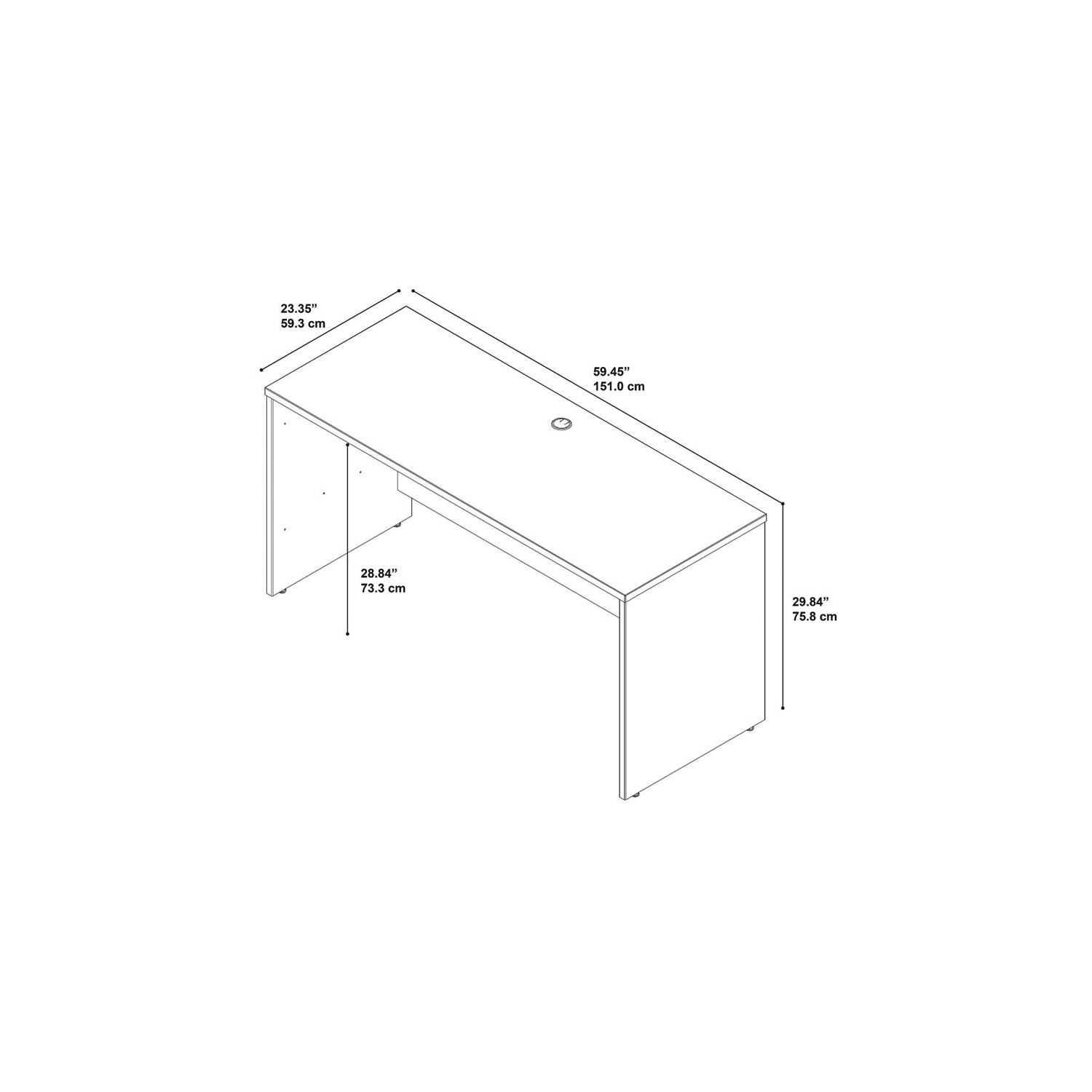 Series C 60W x 24D Credenza Desk in Natural Cherry - Engineered Wood