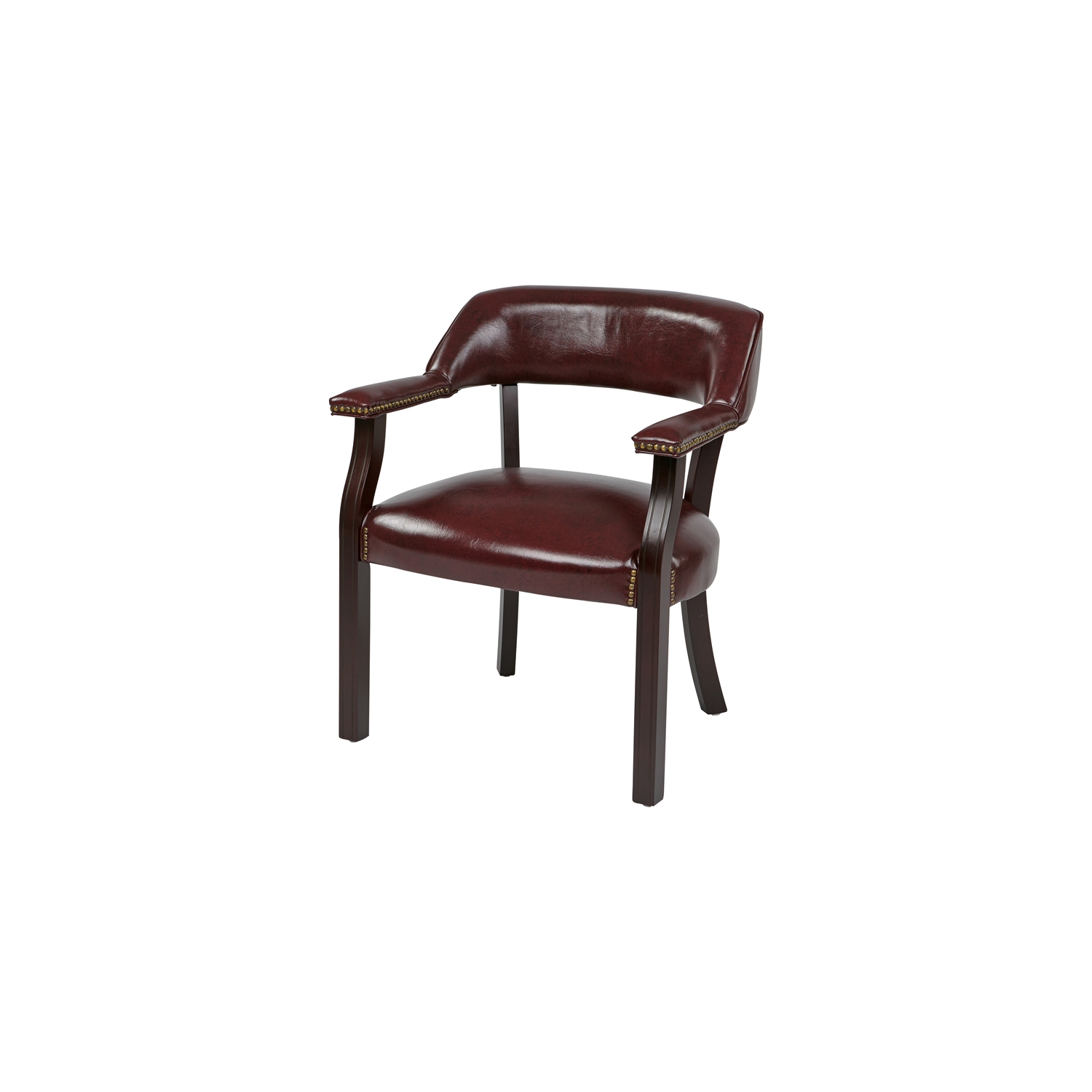 Traditional Guest Chair in Oxblood Red Vinyl
