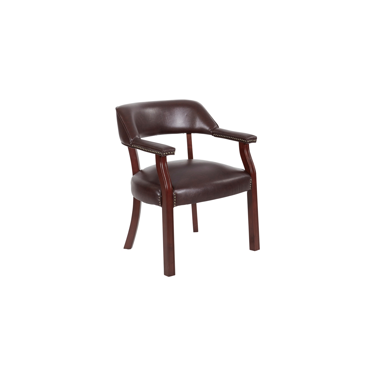 Traditional Guest Chair in Oxblood Red Vinyl