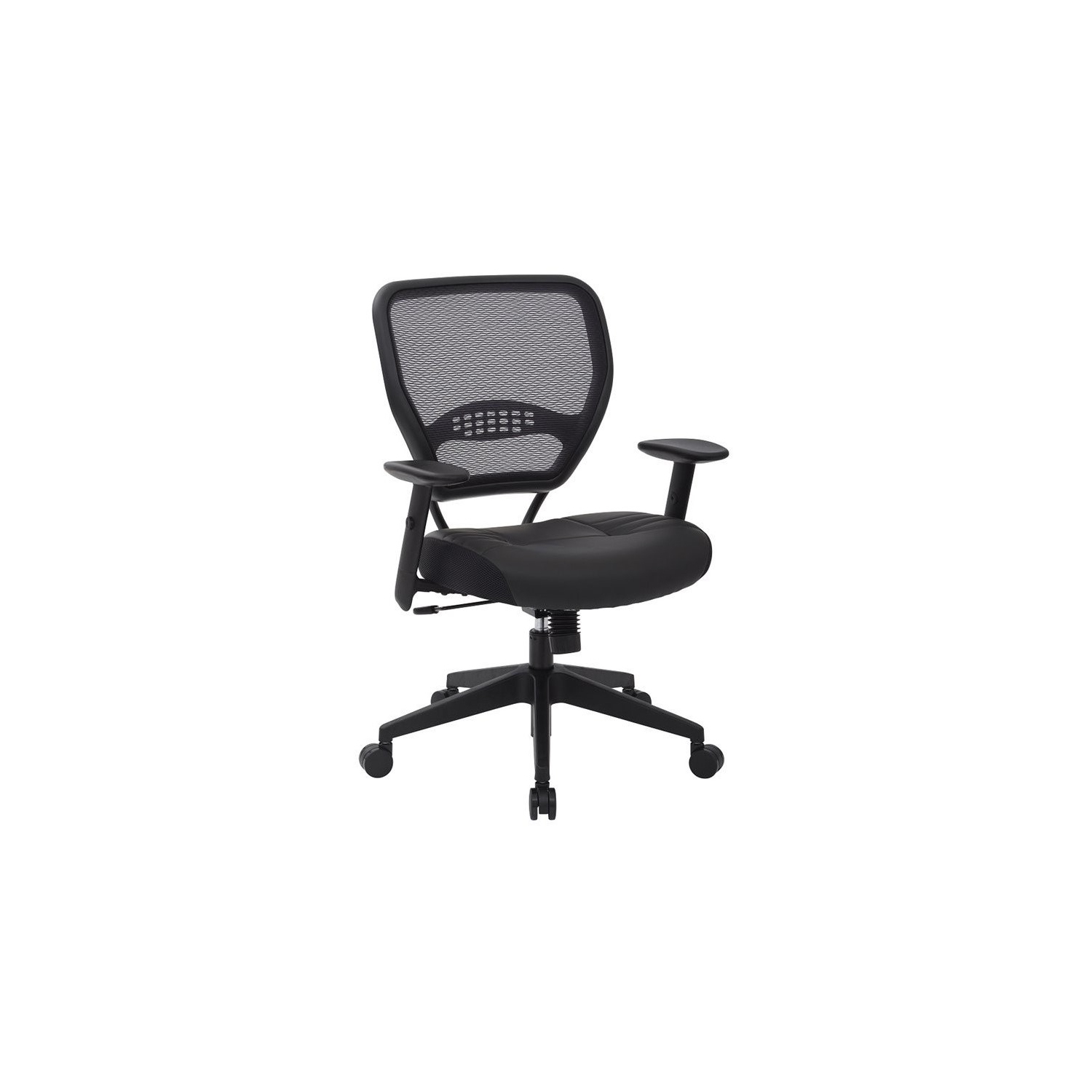 Professional Dark Air Grid Back Managers Office Chair Black Eco Leather Seat