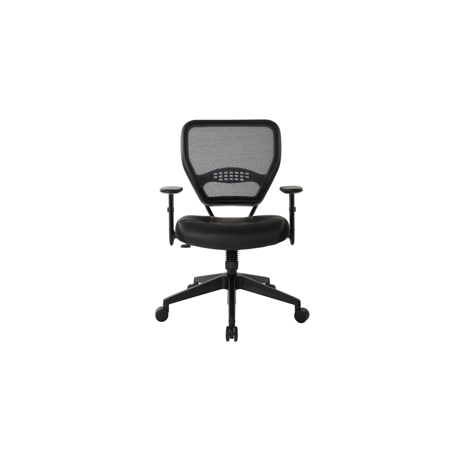 Professional Dark Air Grid Back Managers Office Chair Black Eco Leather Seat
