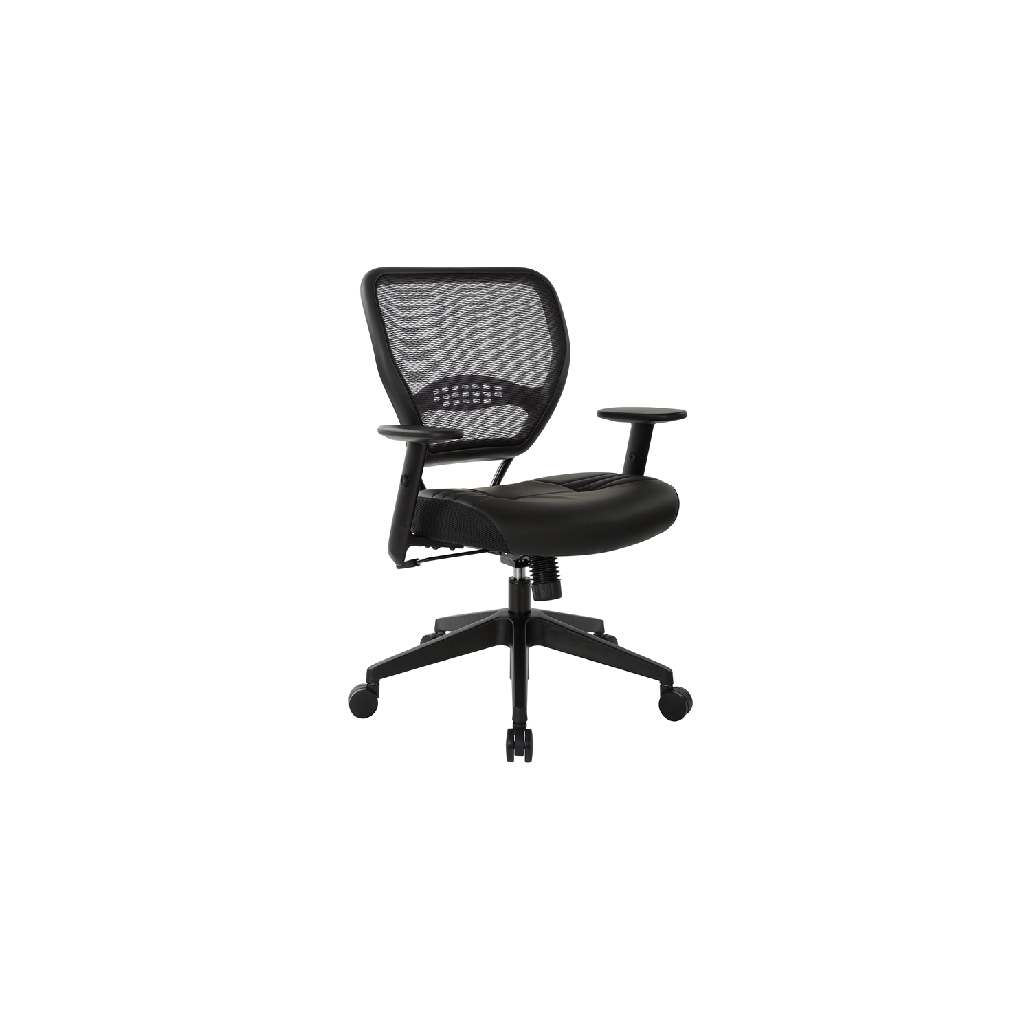 Professional Dark Air Grid Back Managers Office Chair Black Eco Leather Seat