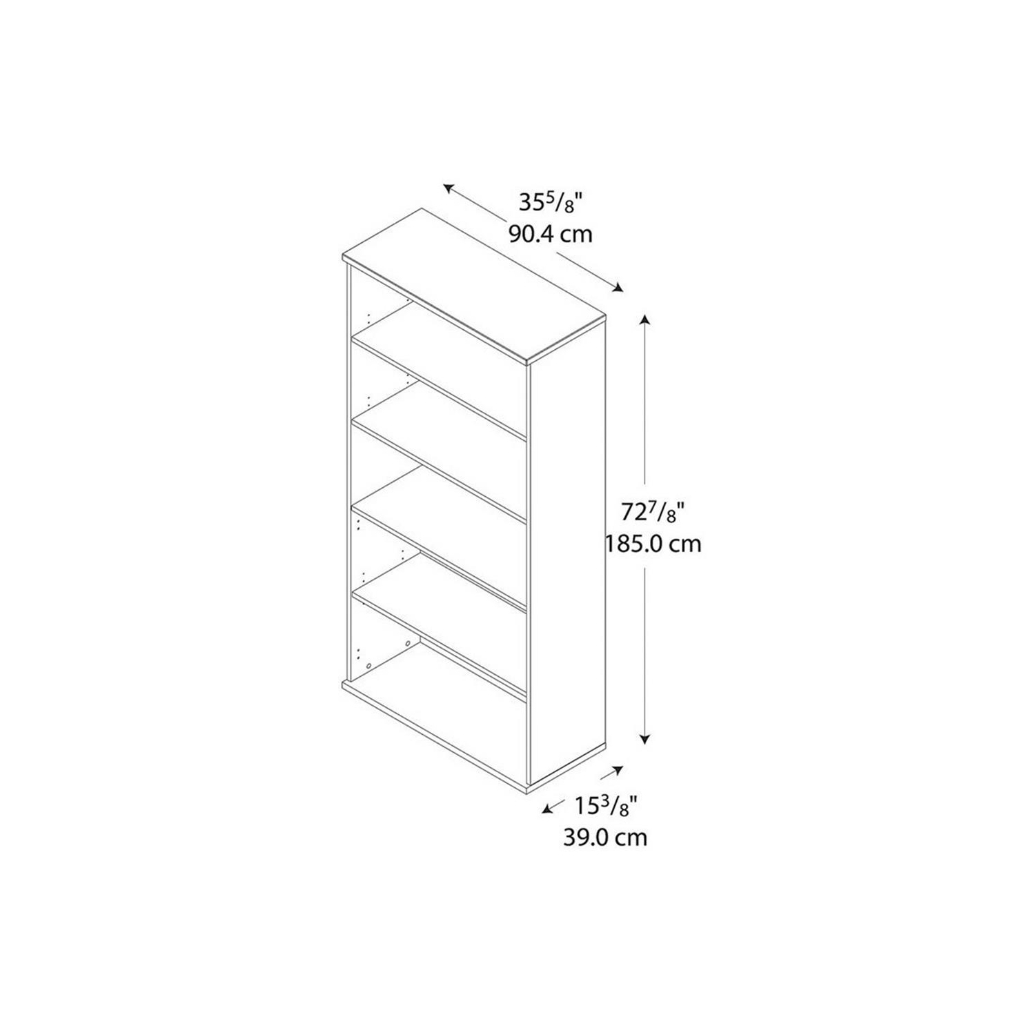 Series C 36" 5-Shelf Bookcase in Mahogany - Engineered Wood