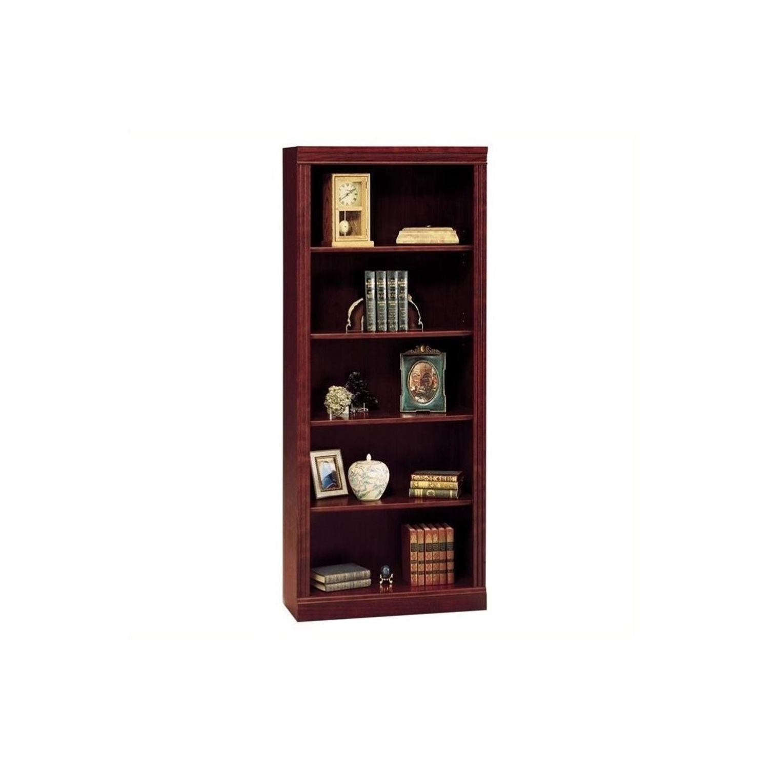 Bush Furniture Saratoga 5 Shelf Wood Bookcase in Harvest Cherry