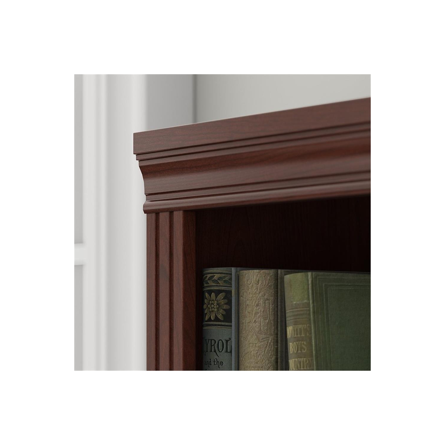 Bush Furniture Saratoga 5 Shelf Wood Bookcase in Harvest Cherry