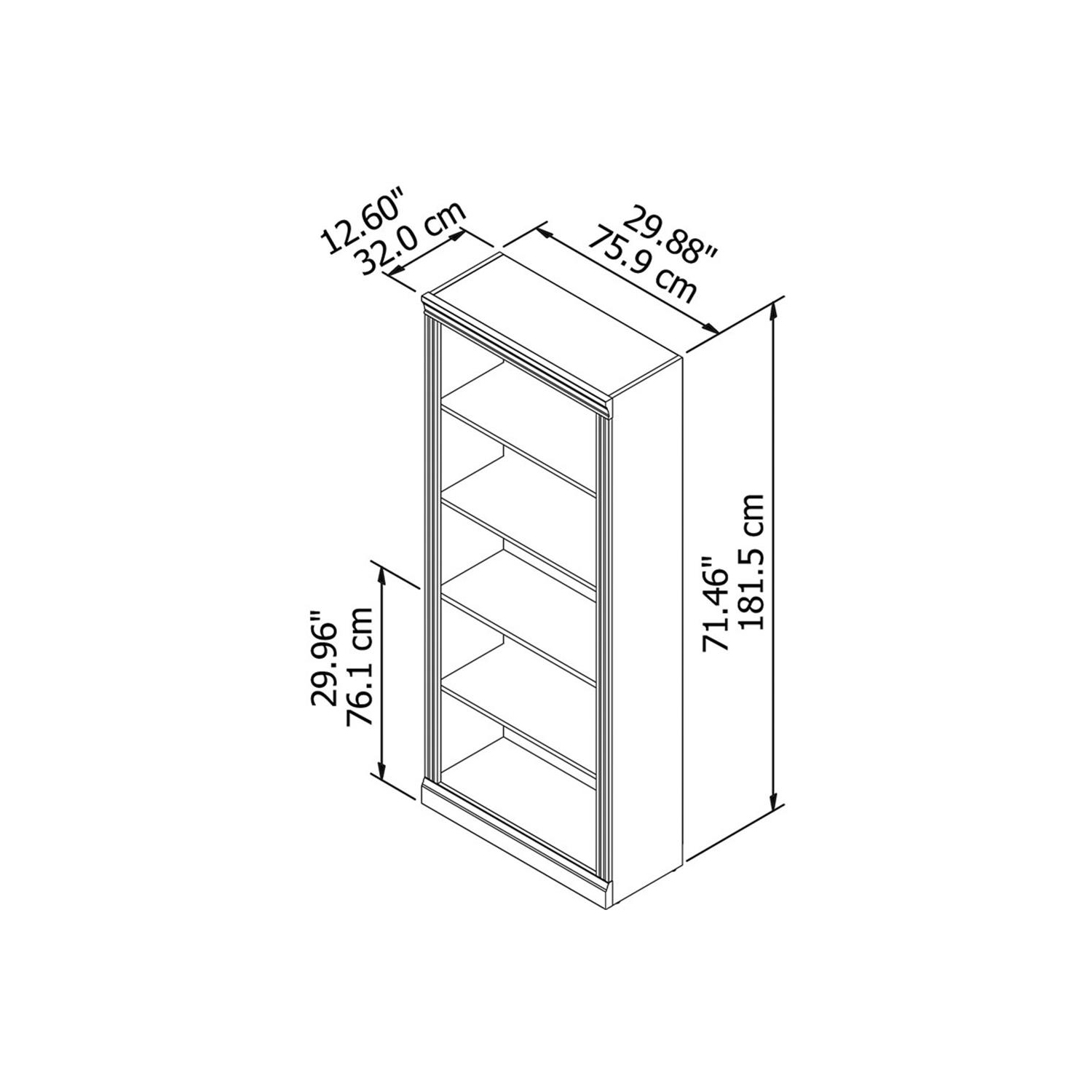 Bush Furniture Saratoga 5 Shelf Wood Bookcase in Harvest Cherry