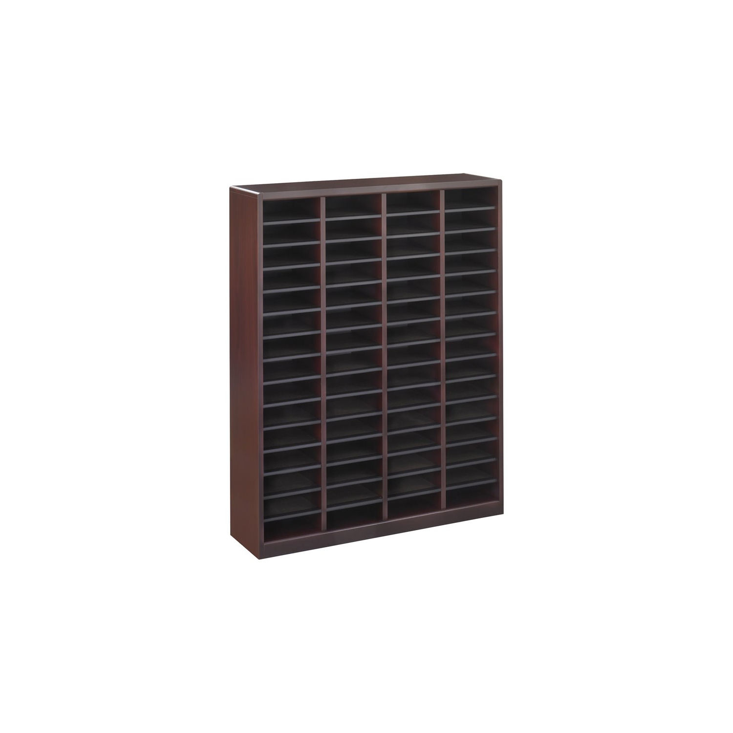 Safco E-Z Stor Mahogany Wood Mail Organizer - 60 Compartments