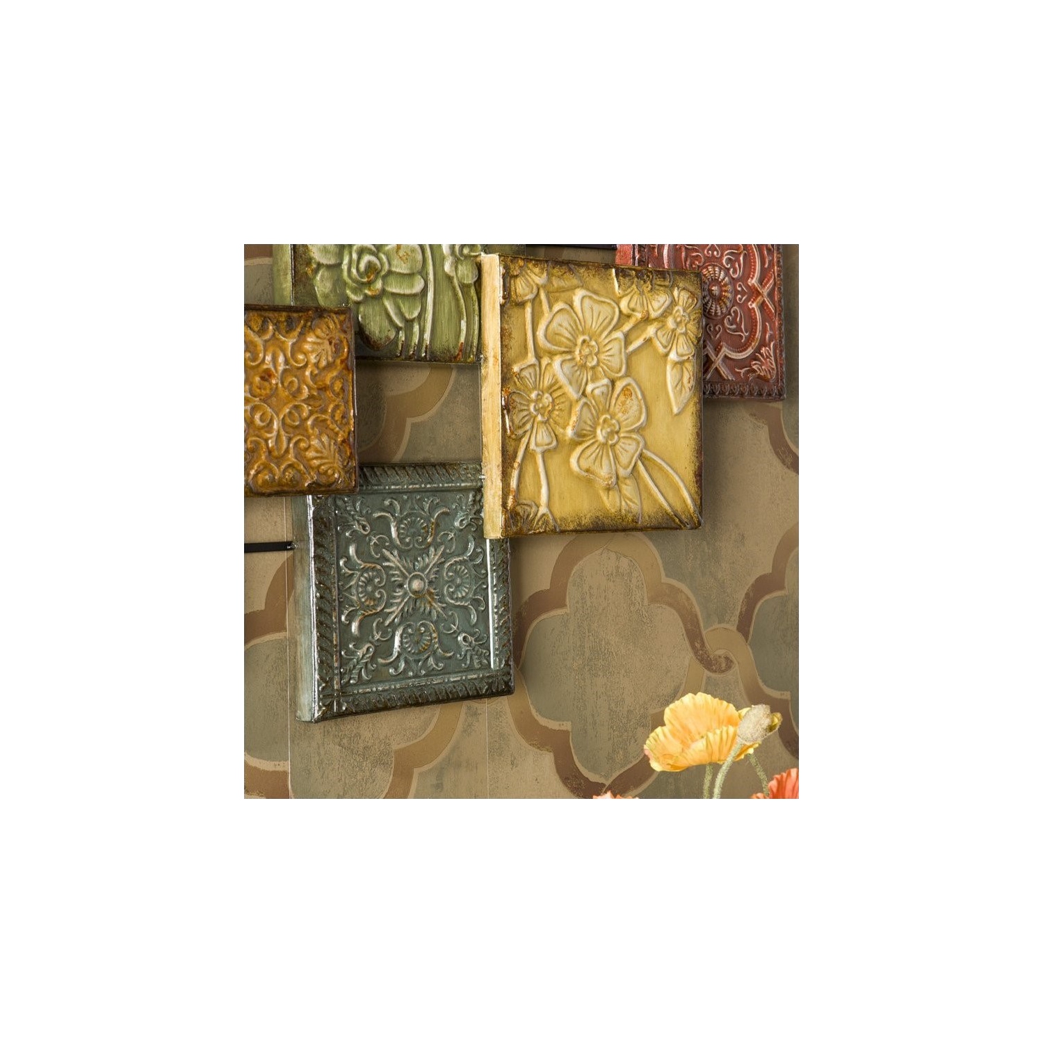 SEI Furniture Brussel Hand Painted and Glazed Wall Sculpture