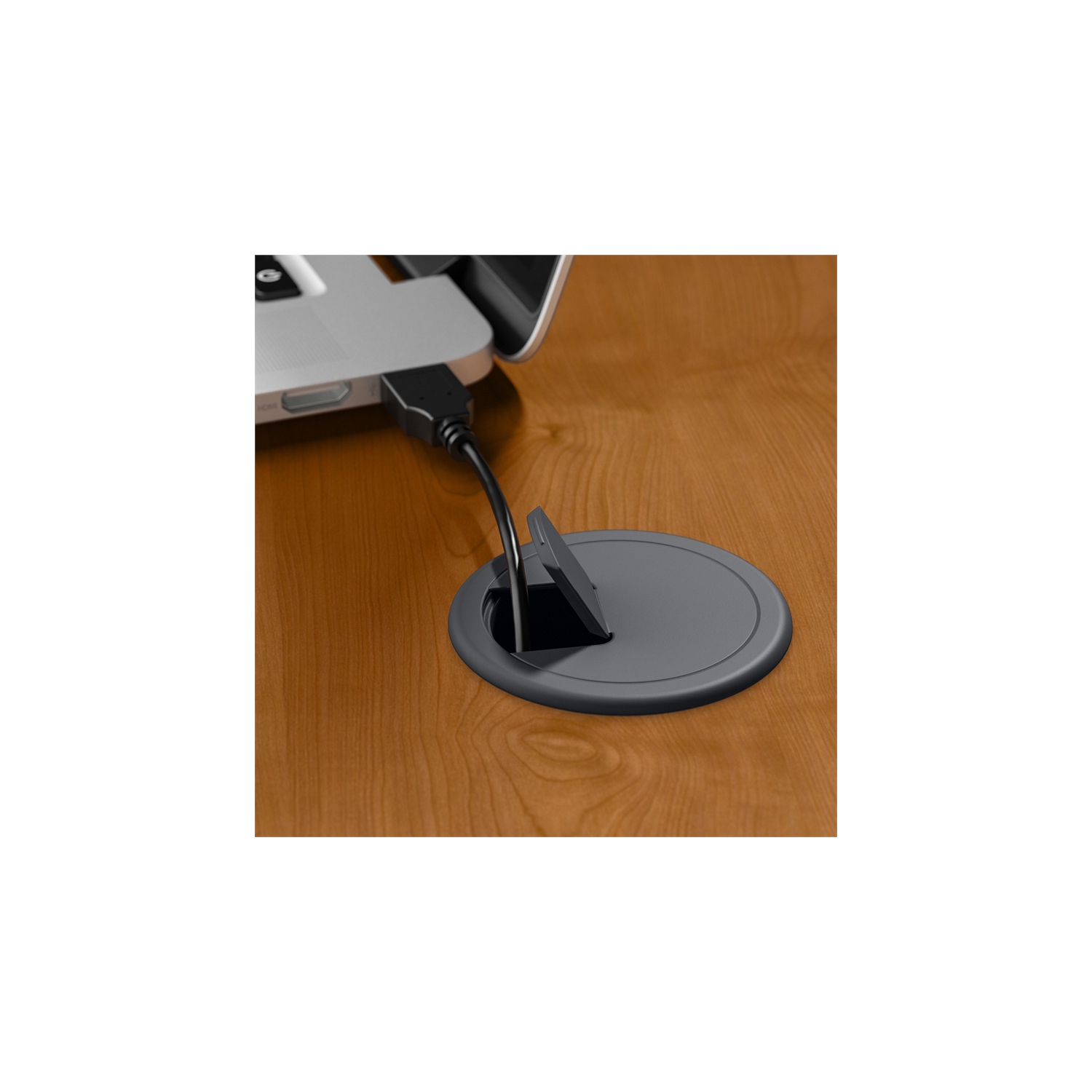 Series A 48W Corner Desk in Natural Cherry and Slate - Engineered Wood