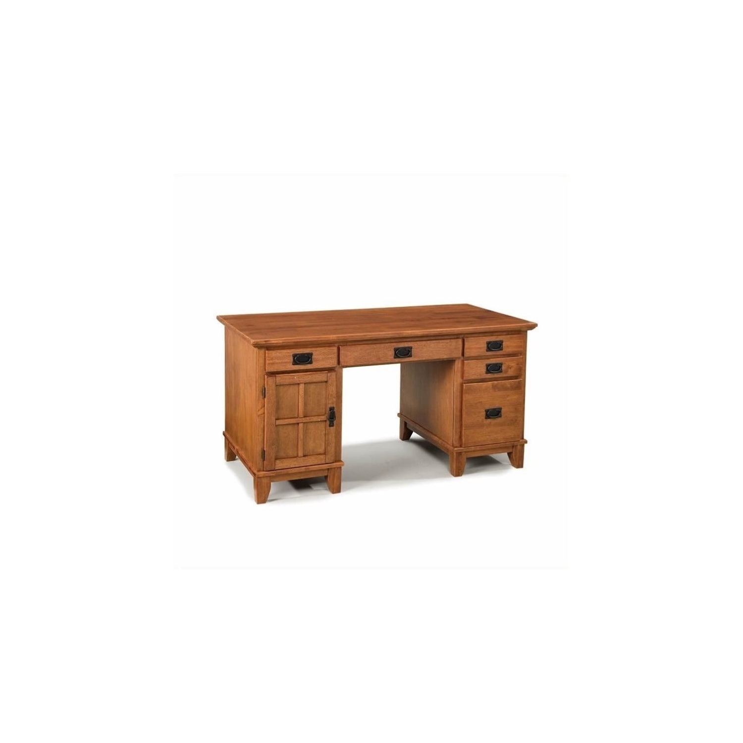 Homestyles Arts & Crafts Wood Pedestal Desk in Brown