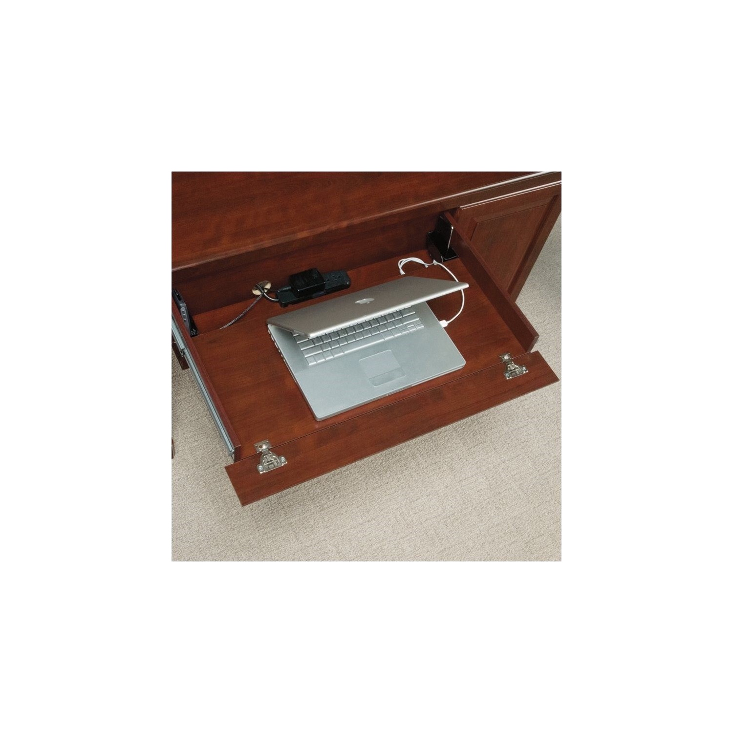 Sauder Heritage Hill Computer Credenza in Classic Cherry