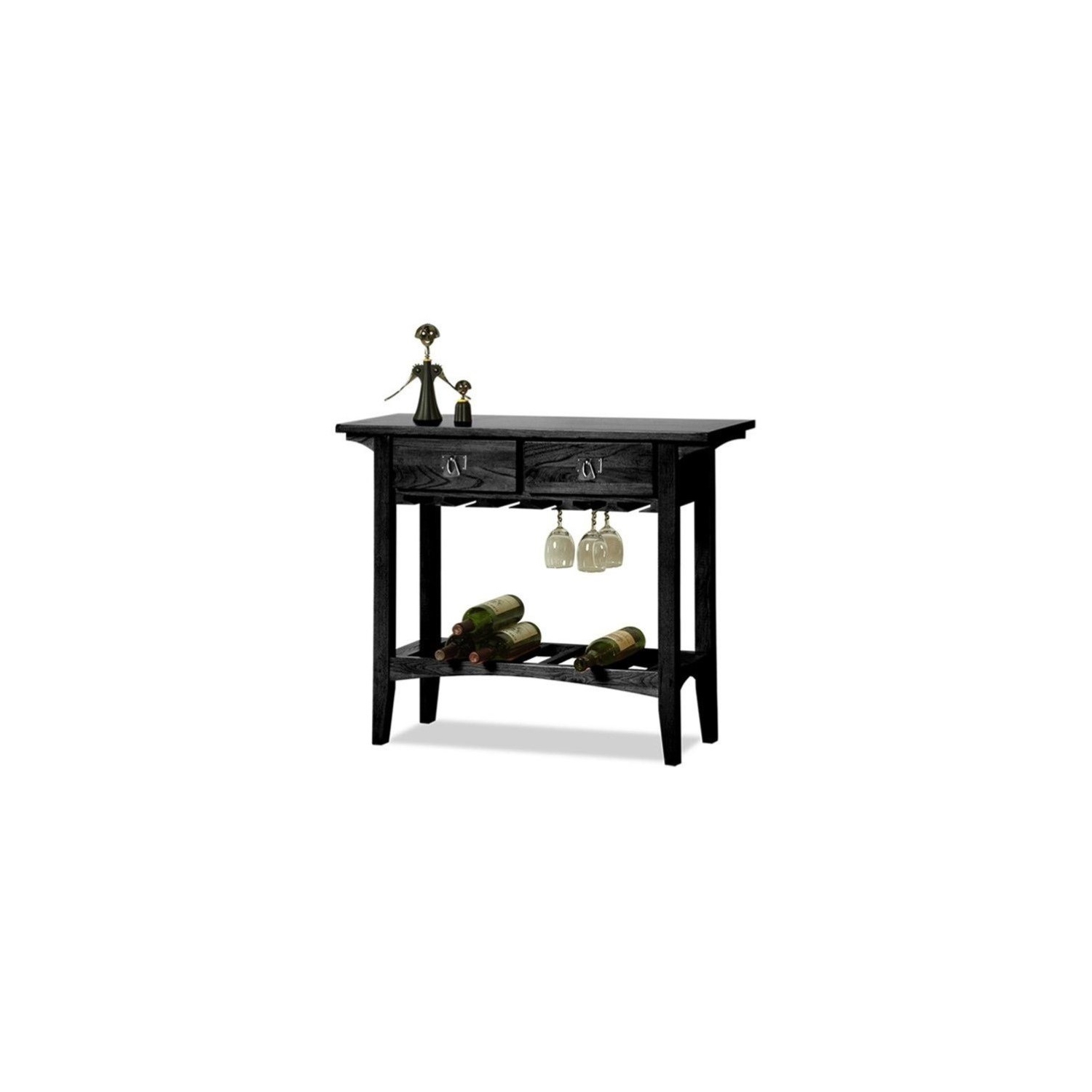 Support à vin Mission en bois avec tiroirs de rangement de Léck Furniture, noir