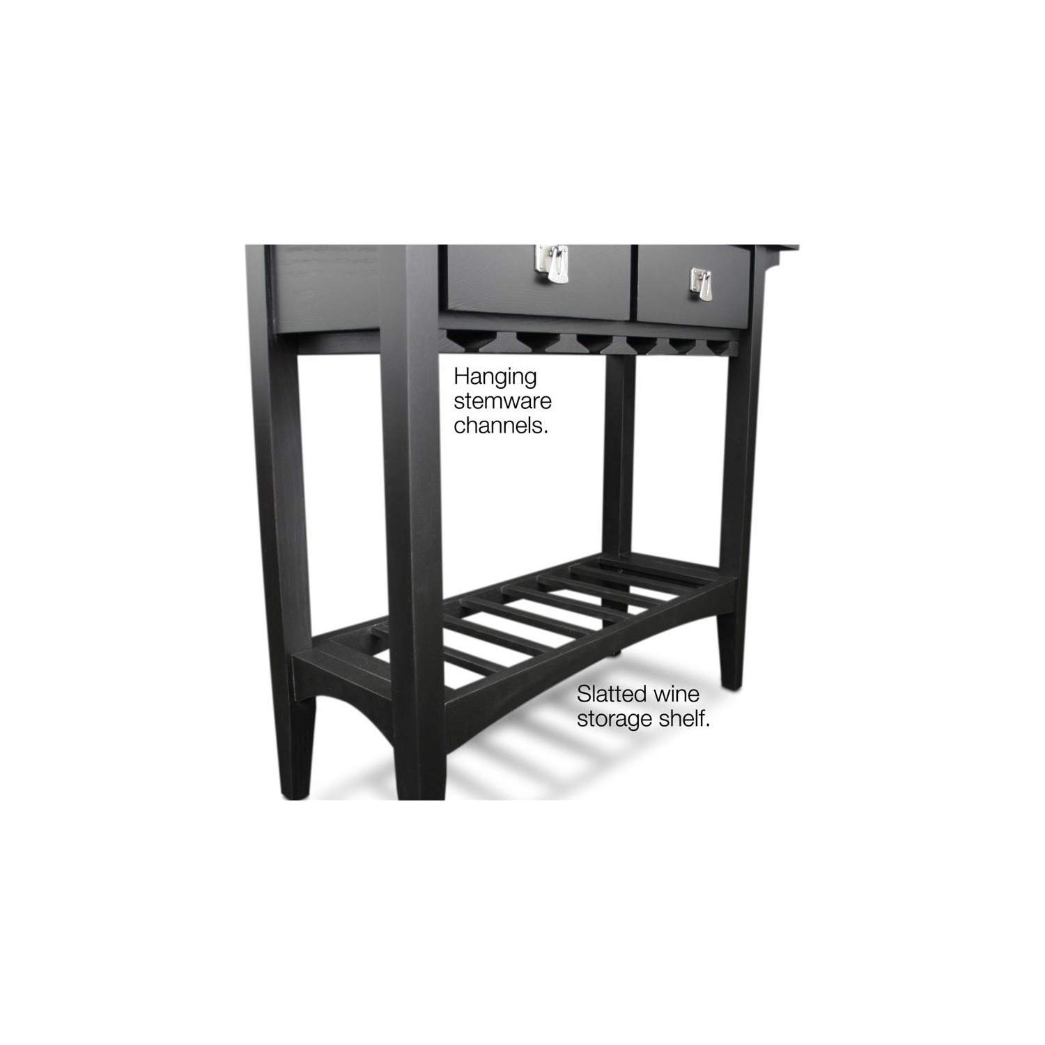 Support à vin Mission en bois avec tiroirs de rangement de Léck Furniture, noir