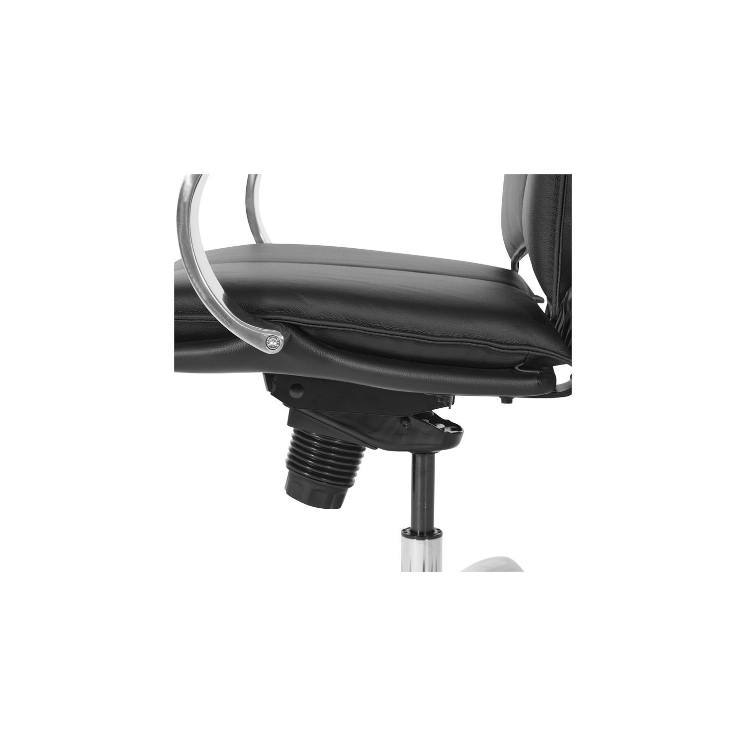 Fauteuil de bureau de luxe en cuir noir à dossier mi-hauteur