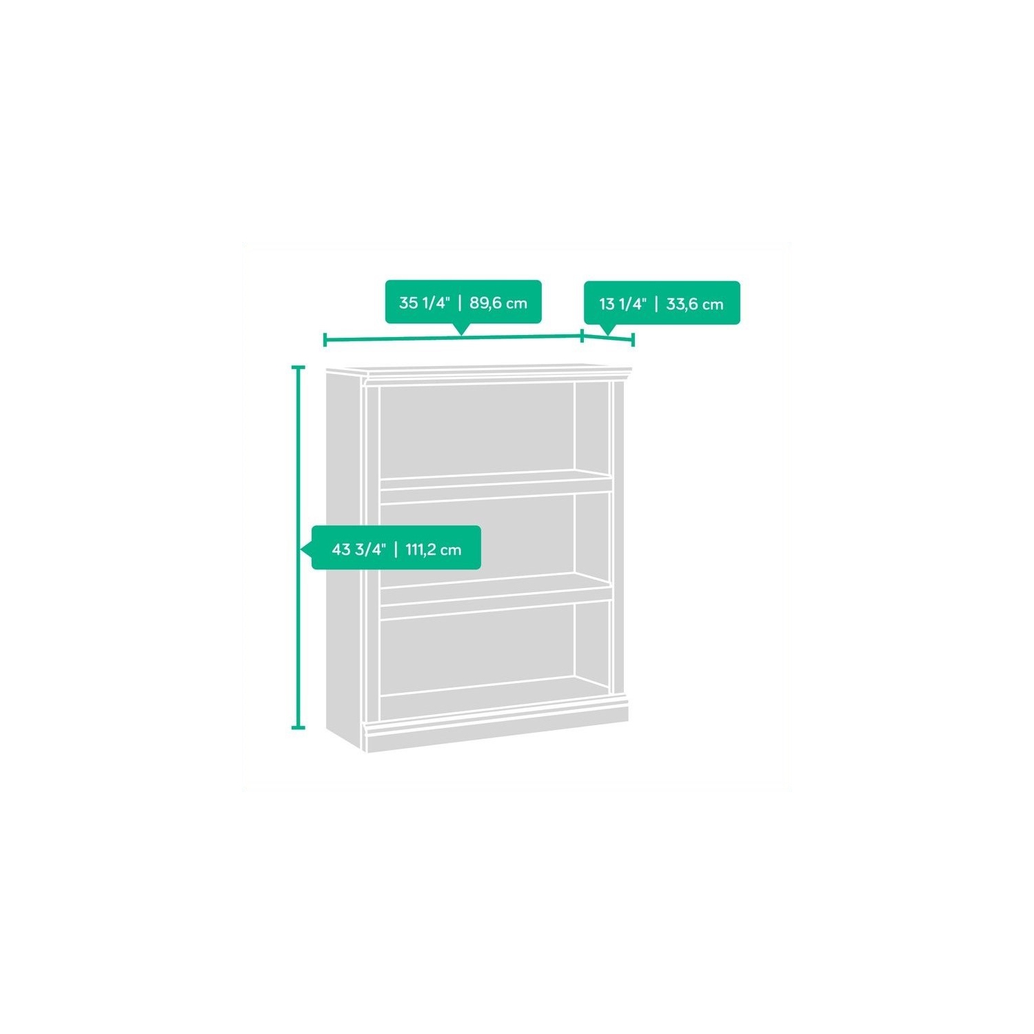 Sauder – Bibliothèque à 3 tablettes Select en bois Jamocha