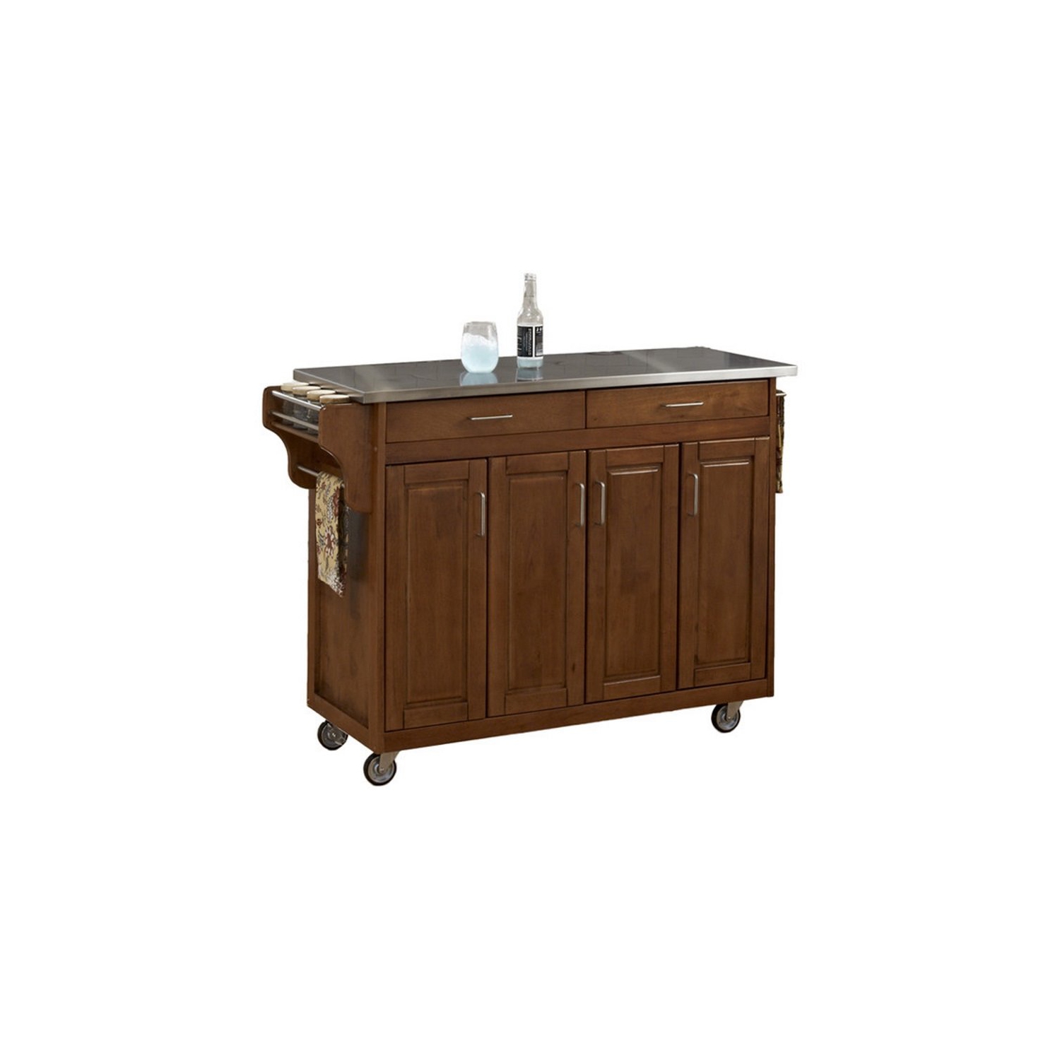 Homestyles Create-a-Cart Wood Kitchen Cart in Brown