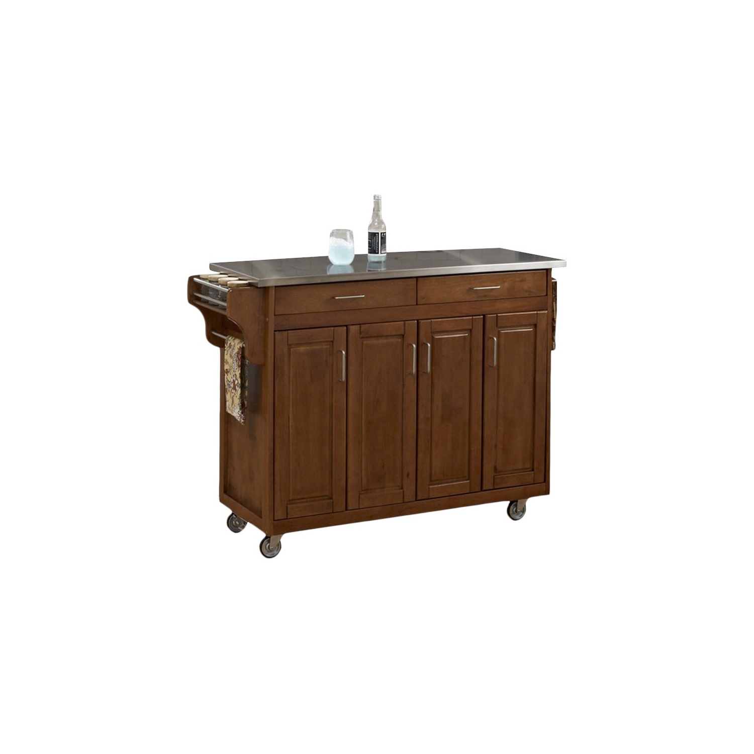 Homestyles Create-a-Cart Wood Kitchen Cart in Brown