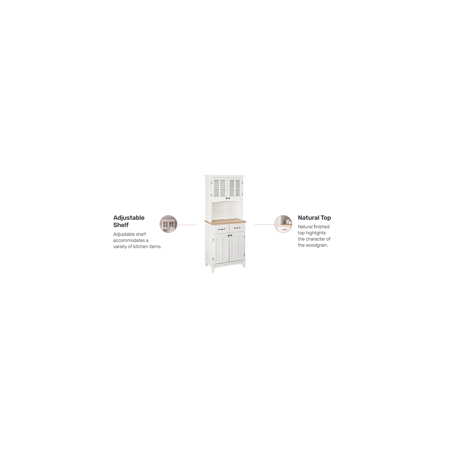 Buffet de buffets en bois avec huche en blanc cassé de Homestyles