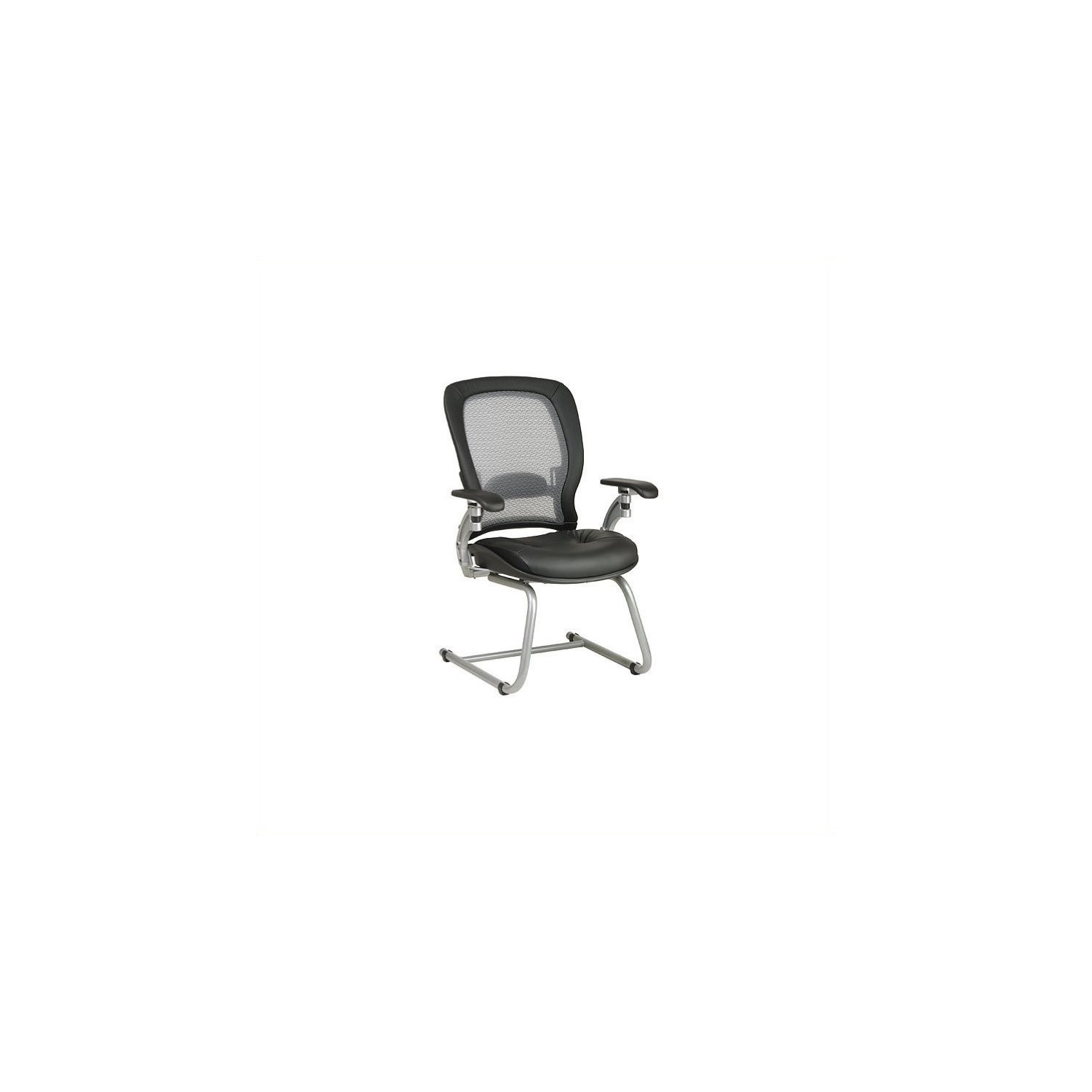 SPACE Air Grid Black Back Leather Guest Chair with Cantilever Base