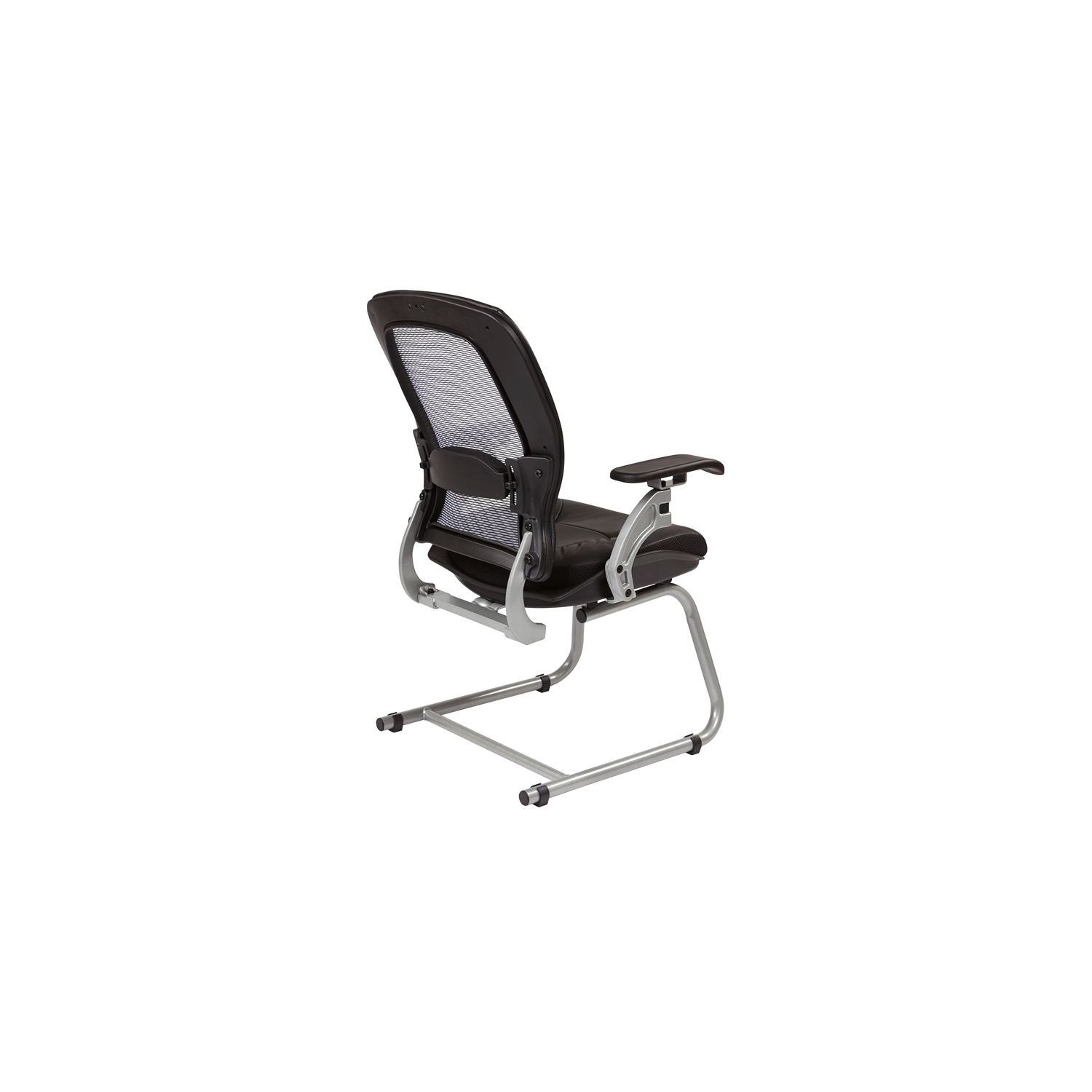 SPACE Air Grid Black Back Leather Guest Chair with Cantilever Base