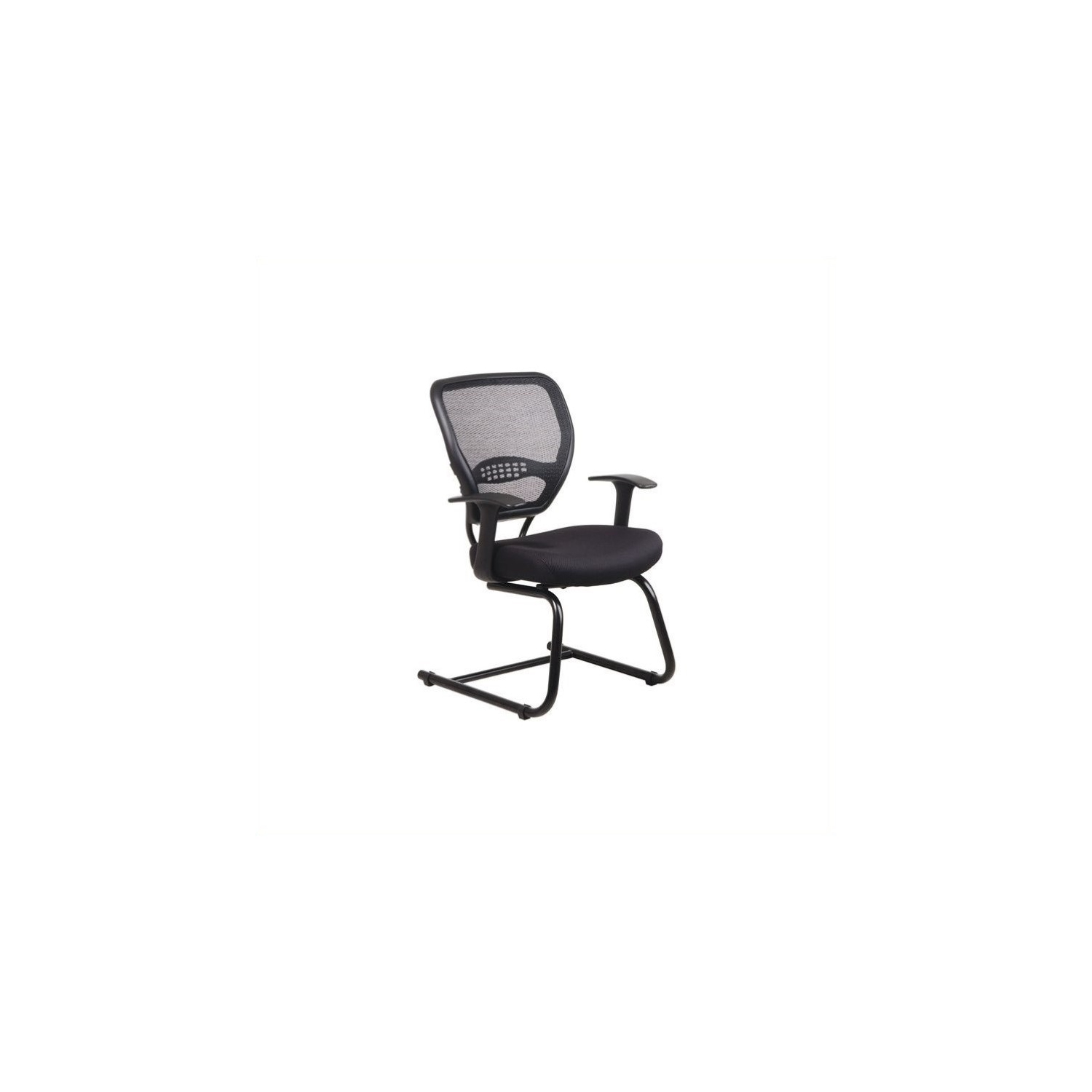 Air Grid Black Back Guest Chair with Fabric Seat and Cantilever Base