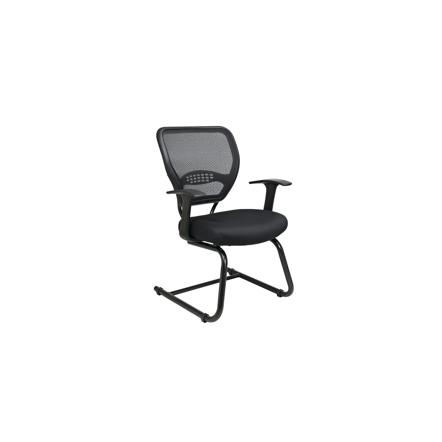 Air Grid Black Back Guest Chair with Fabric Seat and Cantilever Base