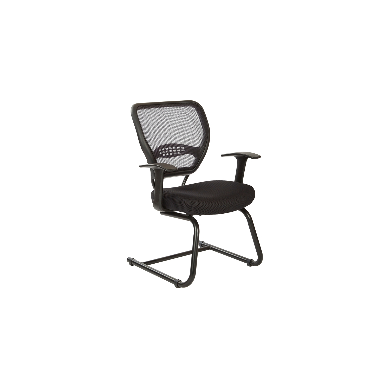 Air Grid Black Back Guest Chair with Fabric Seat and Cantilever Base
