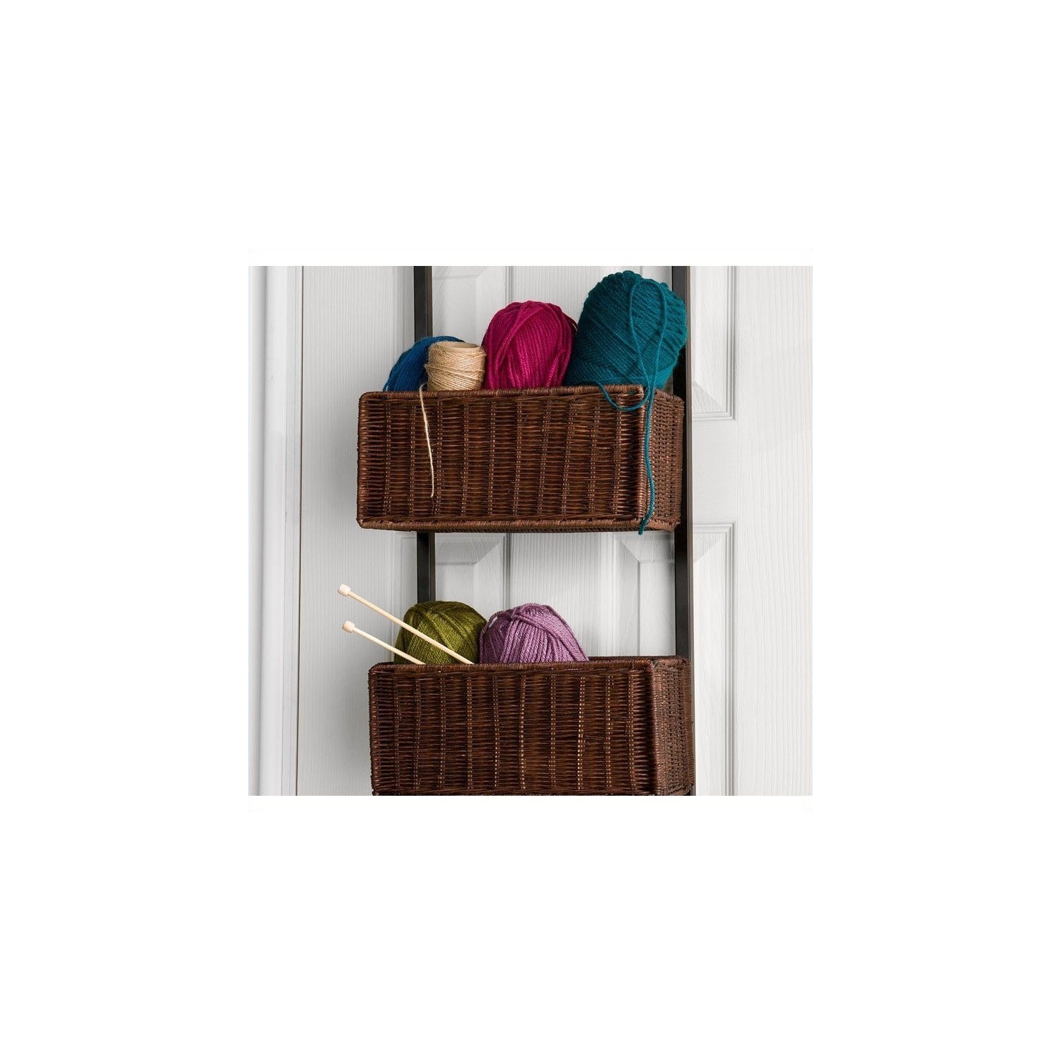 SEI Furniture Hazel Over-the-Door Basket Storage in Espresso